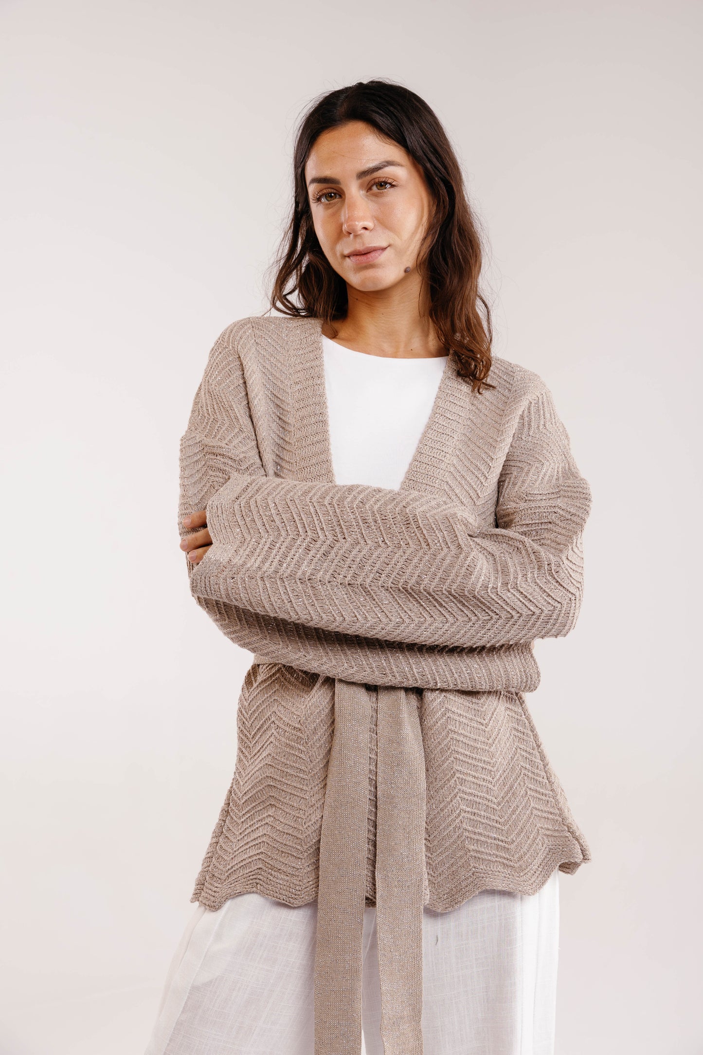 Rosalie Knit in Shimmer Beige