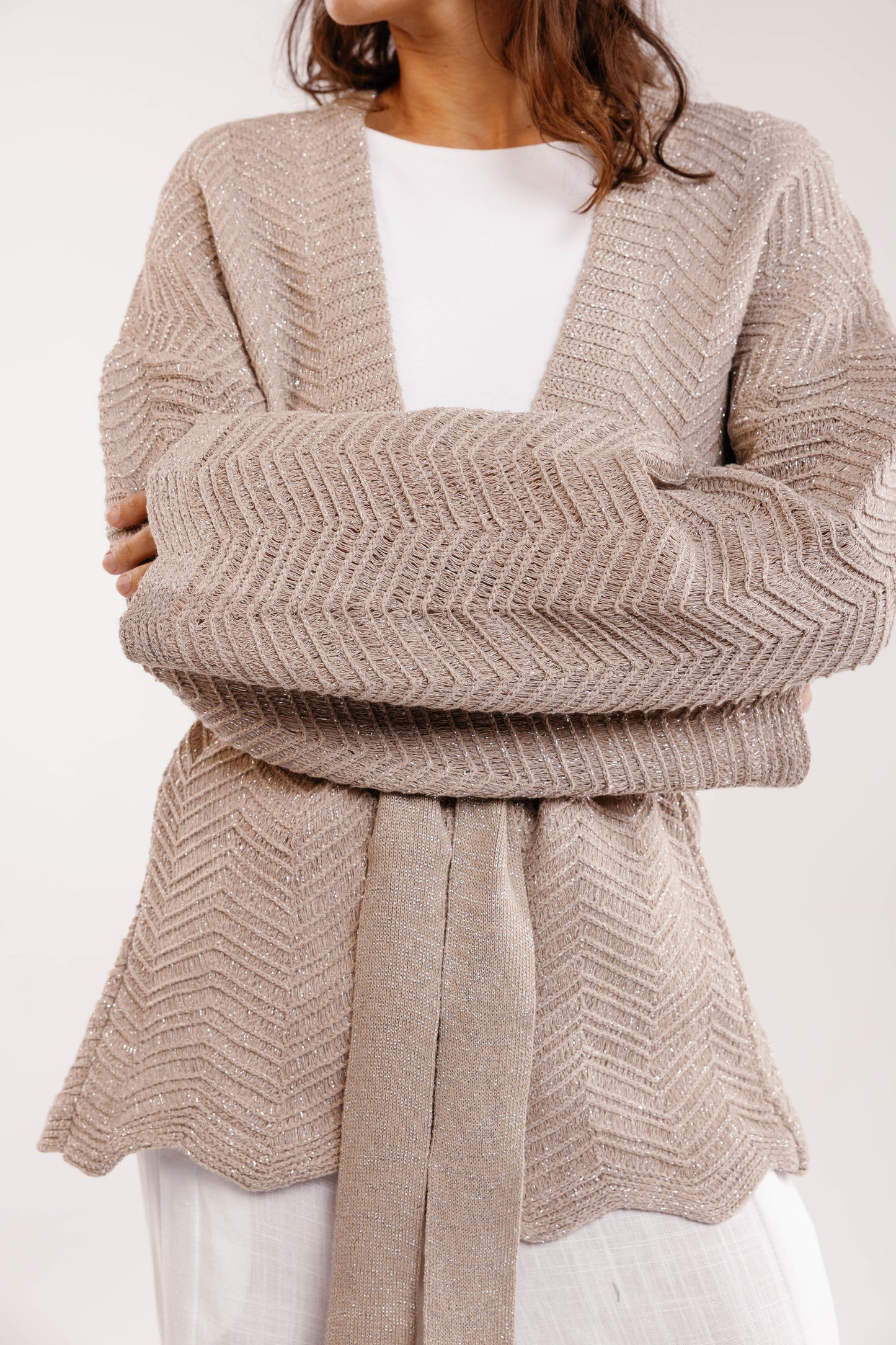 Rosalie Knit in Shimmer Beige
