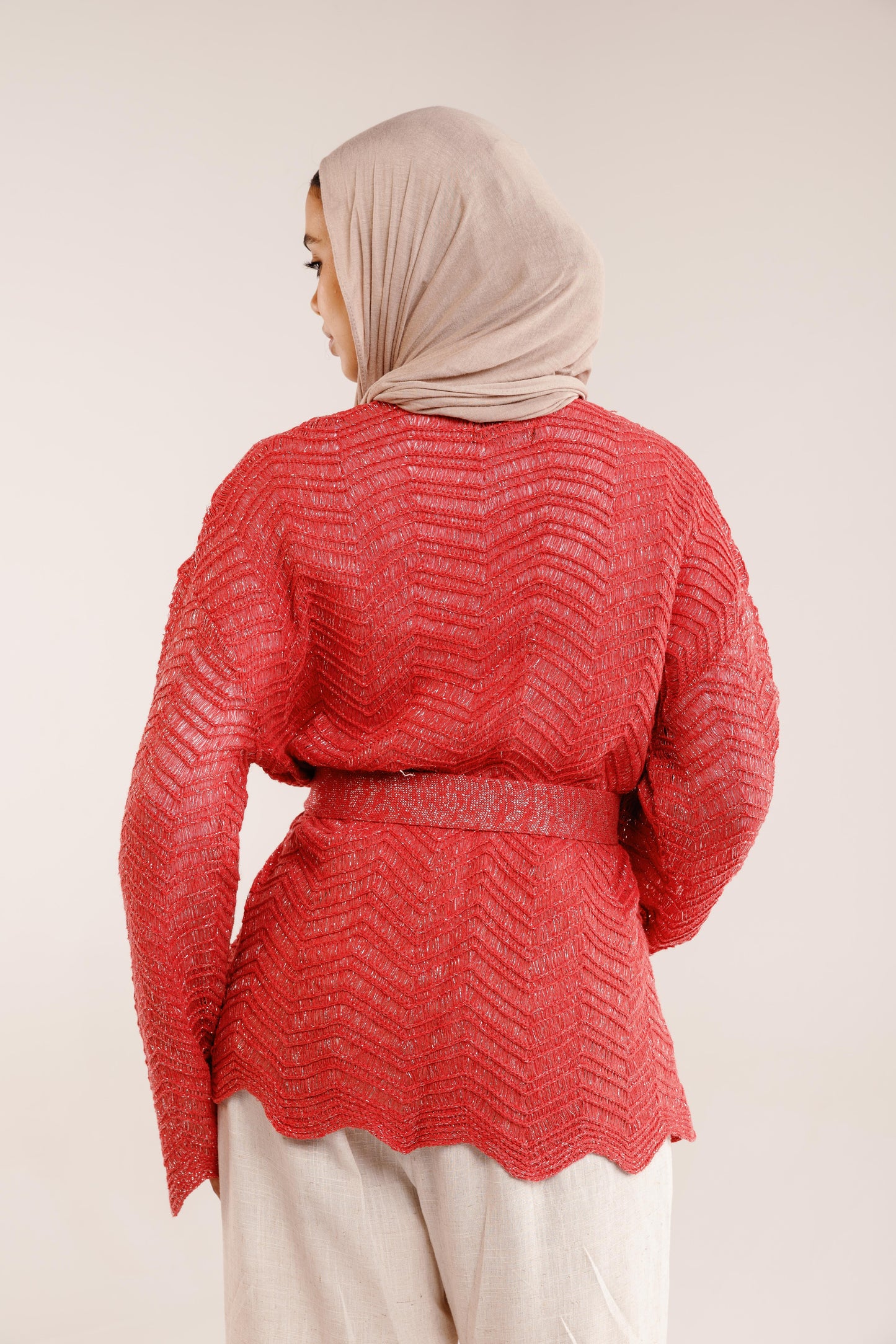 Rosalie Knit in Shimmer Pale Red