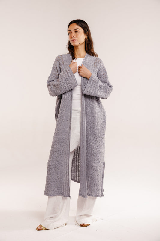 Cloud Knit Cardigan in Shimmer Gray