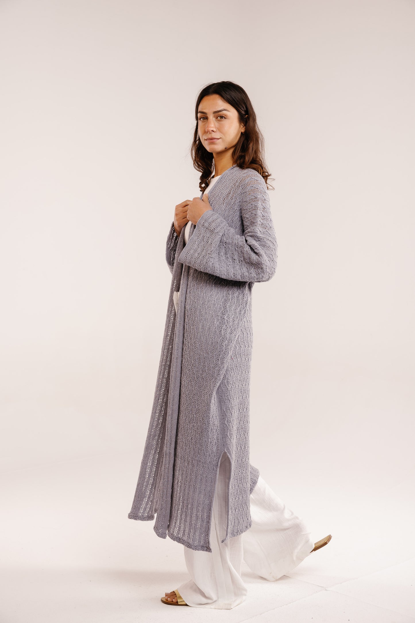 Cloud Knit Cardigan in Shimmer Gray