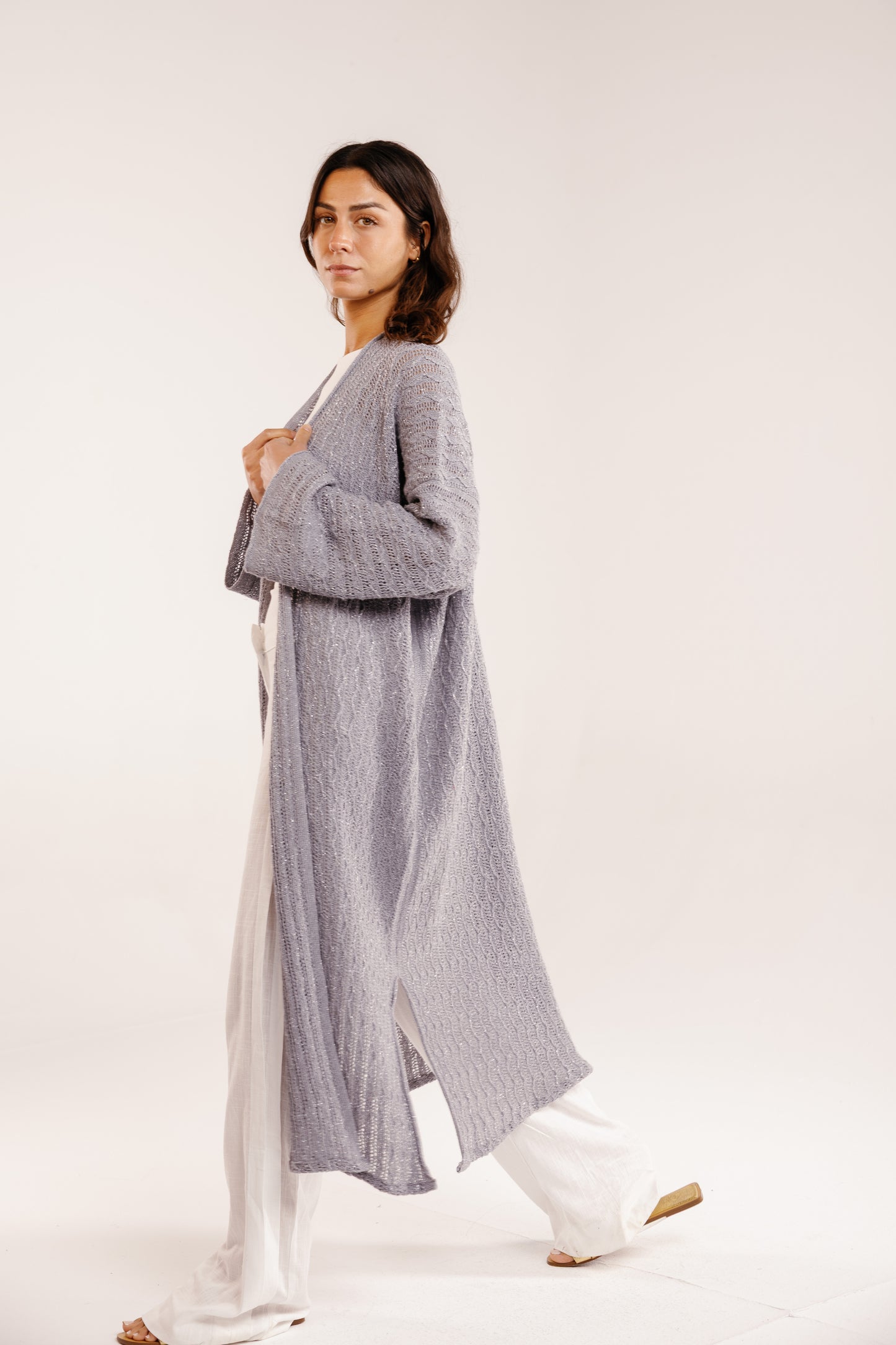 Cloud Knit Cardigan in Shimmer Gray