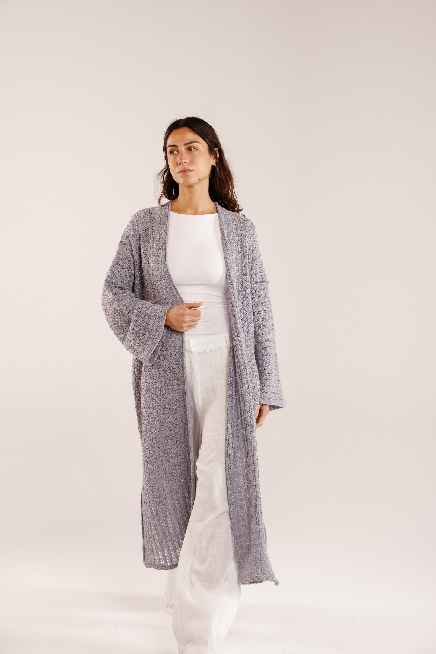 Cloud Knit Cardigan in Shimmer Gray