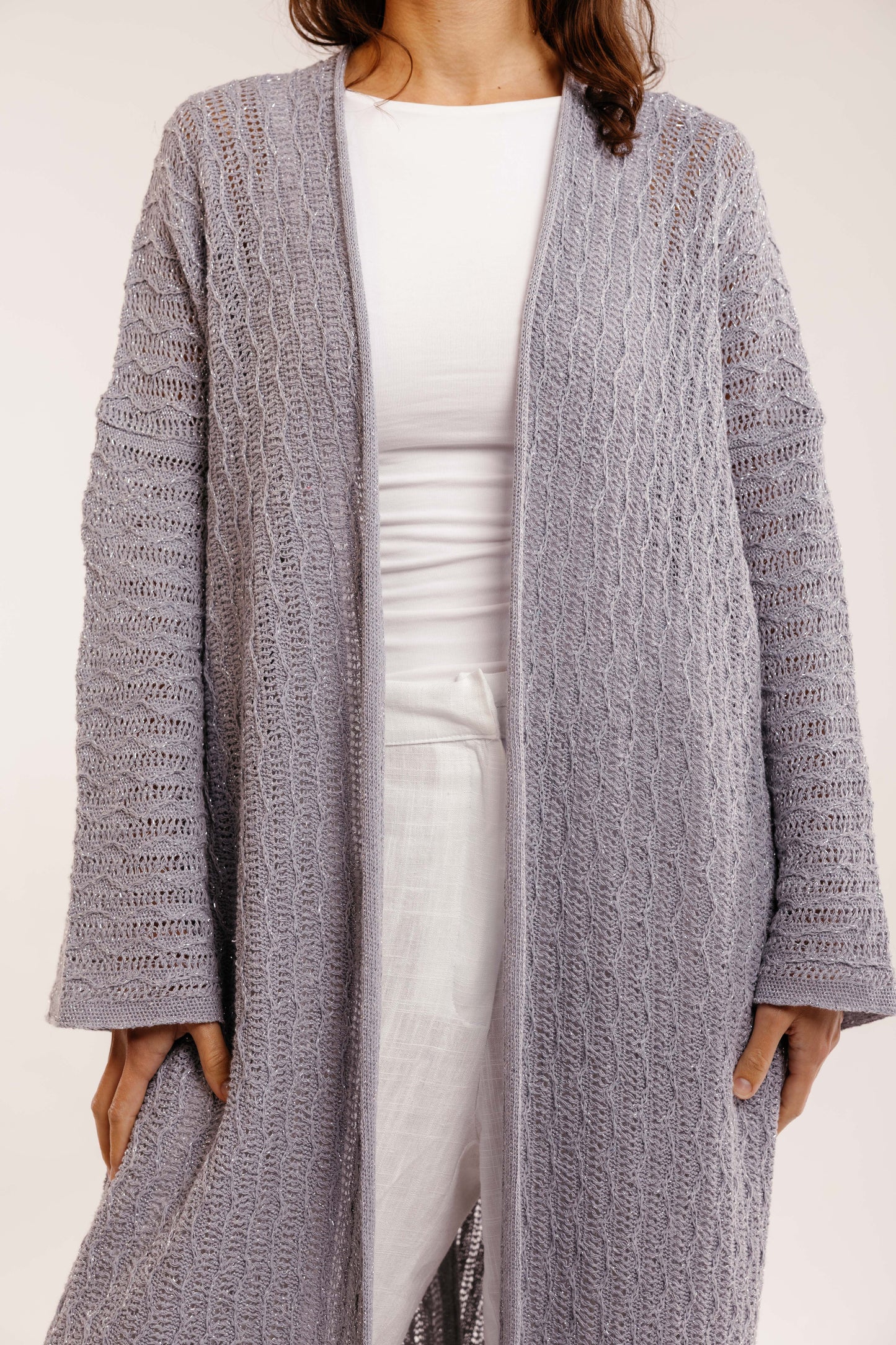 Cloud Knit Cardigan in Shimmer Gray
