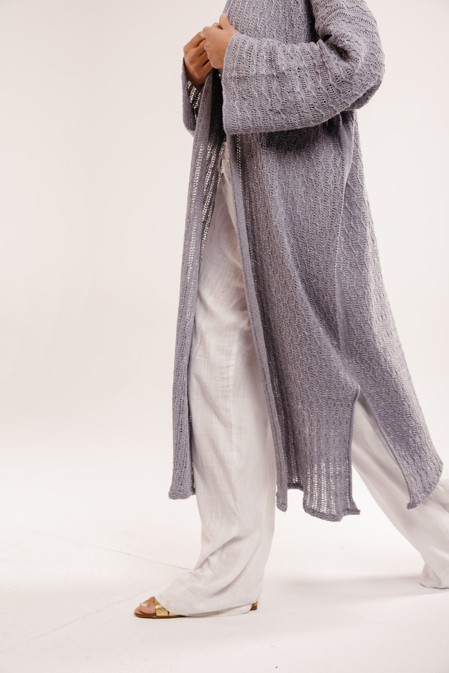 Cloud Knit Cardigan in Shimmer Gray