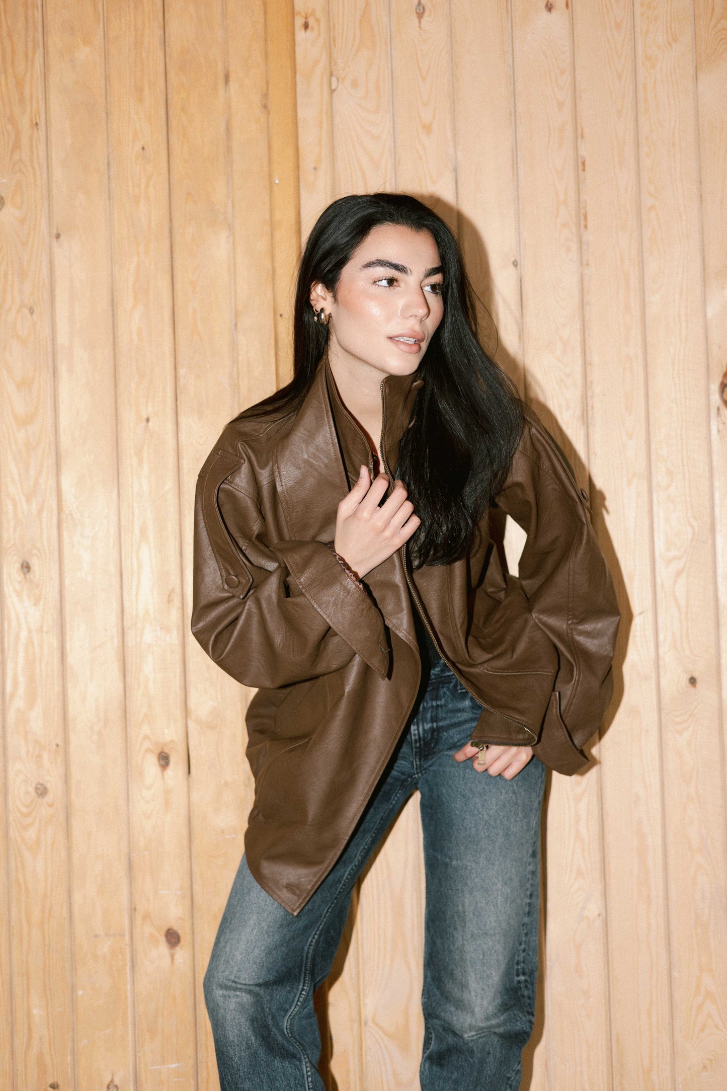 Stellar Leather Jacket in Brown