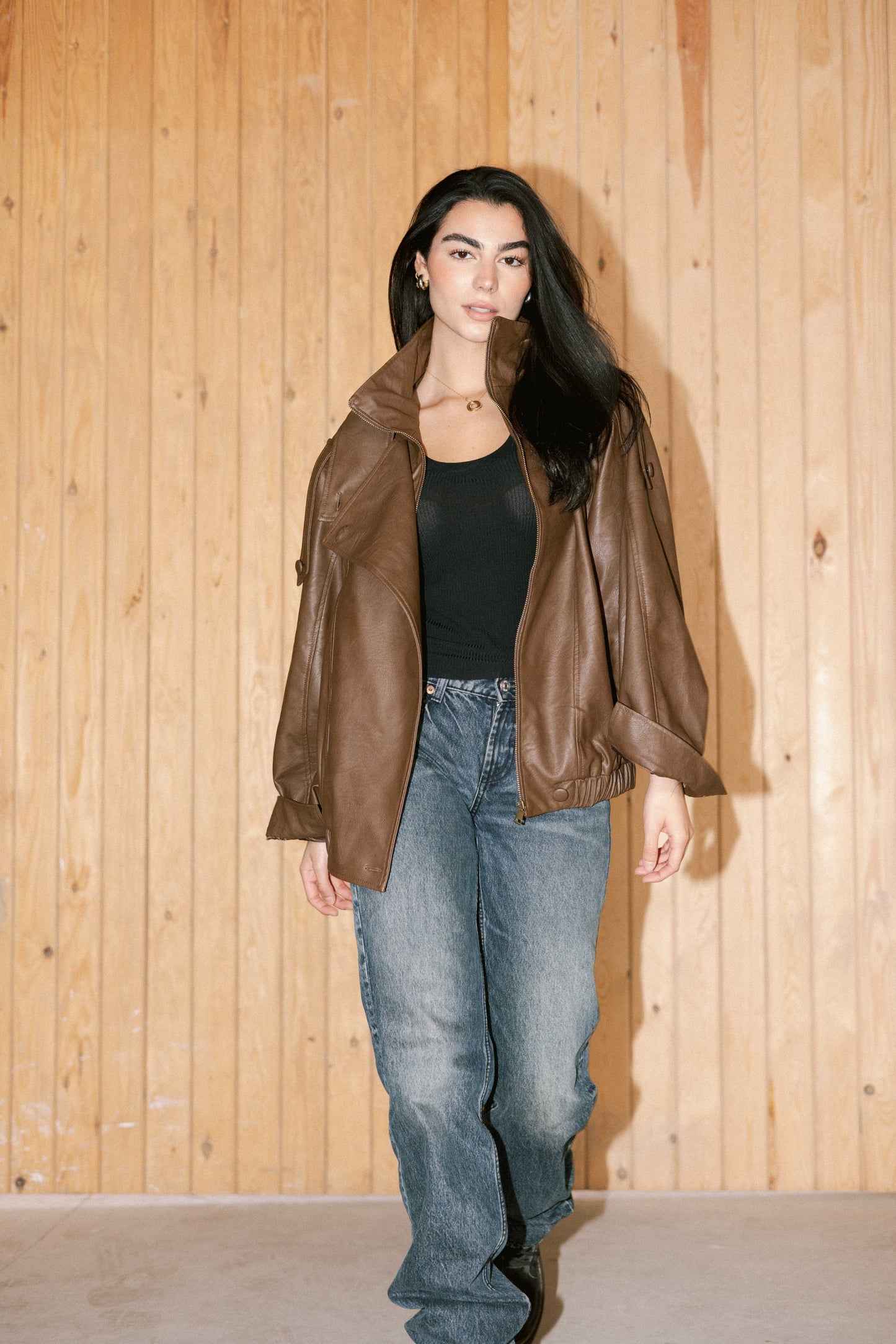 Stellar Leather Jacket in Brown