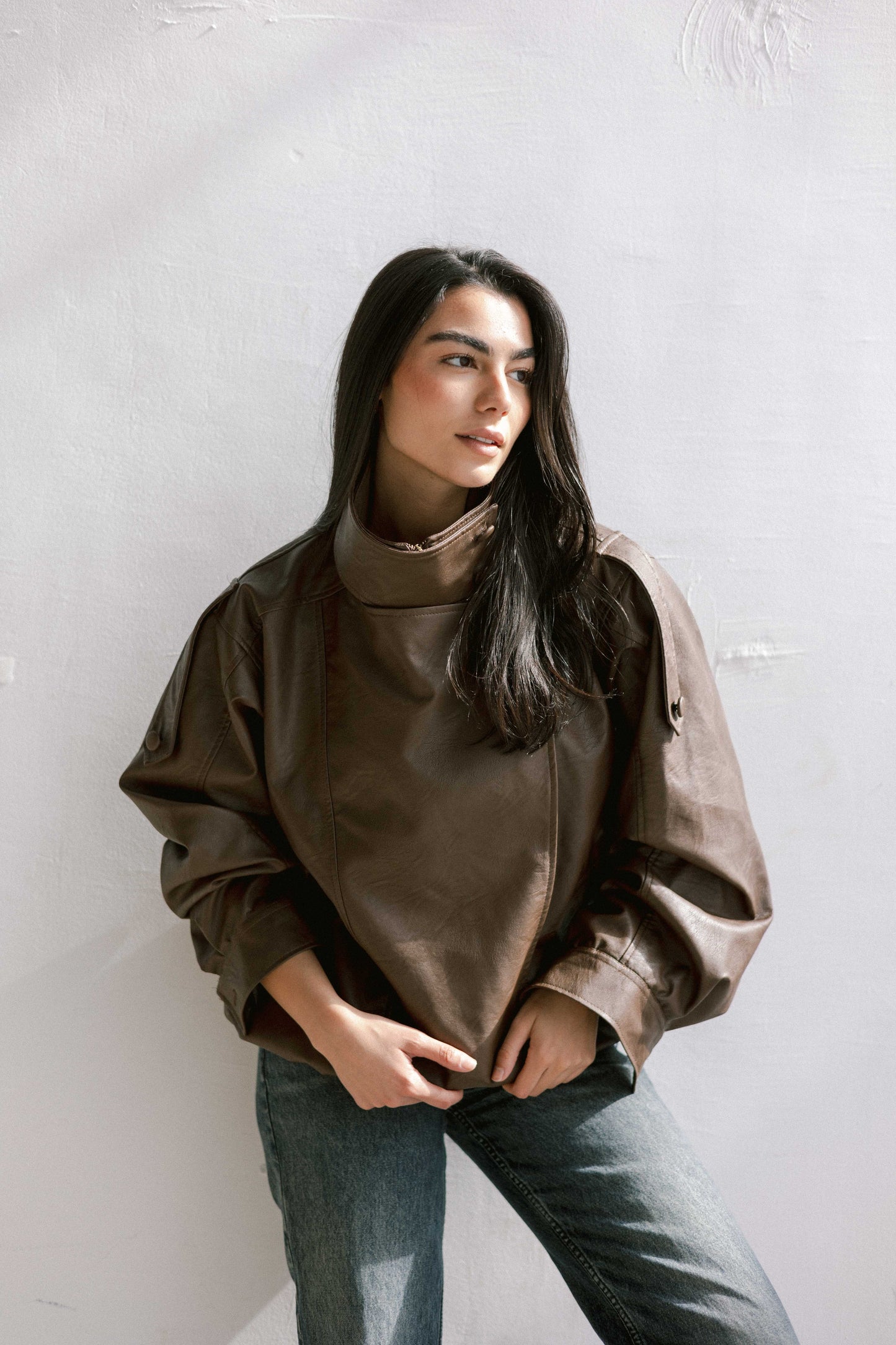 Stellar Leather Jacket in Brown