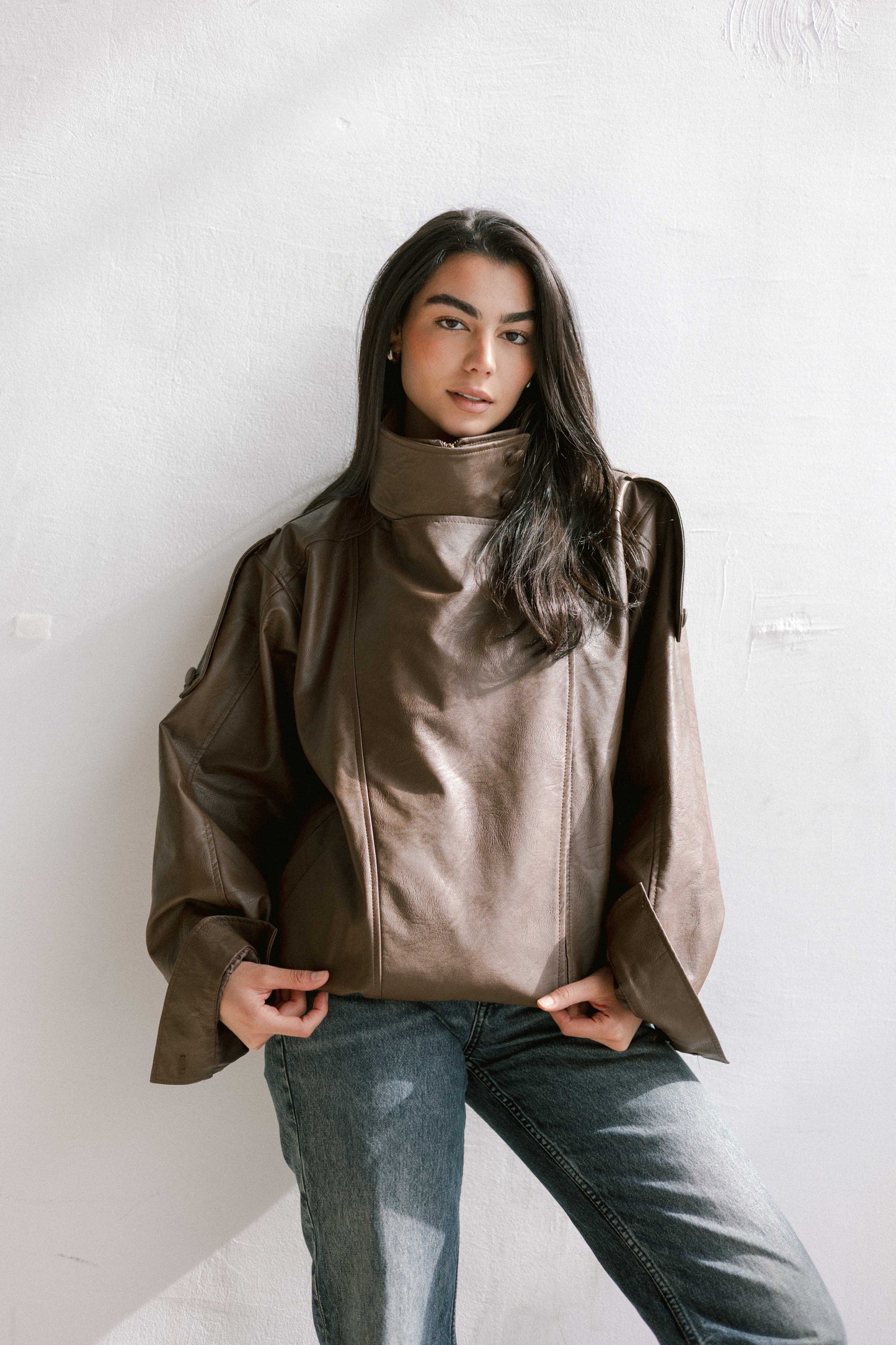 Stellar Leather Jacket in Brown