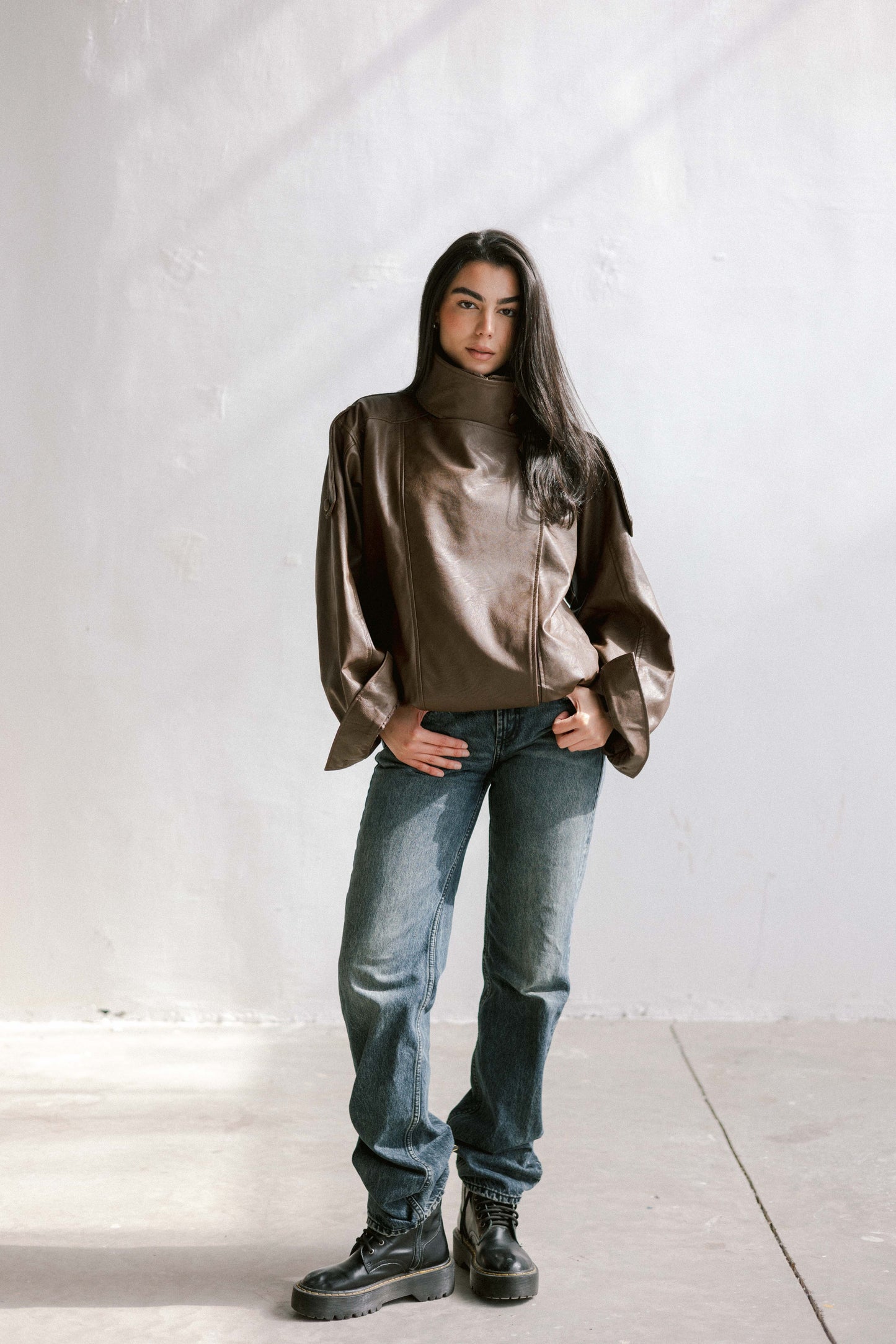 Stellar Leather Jacket in Brown