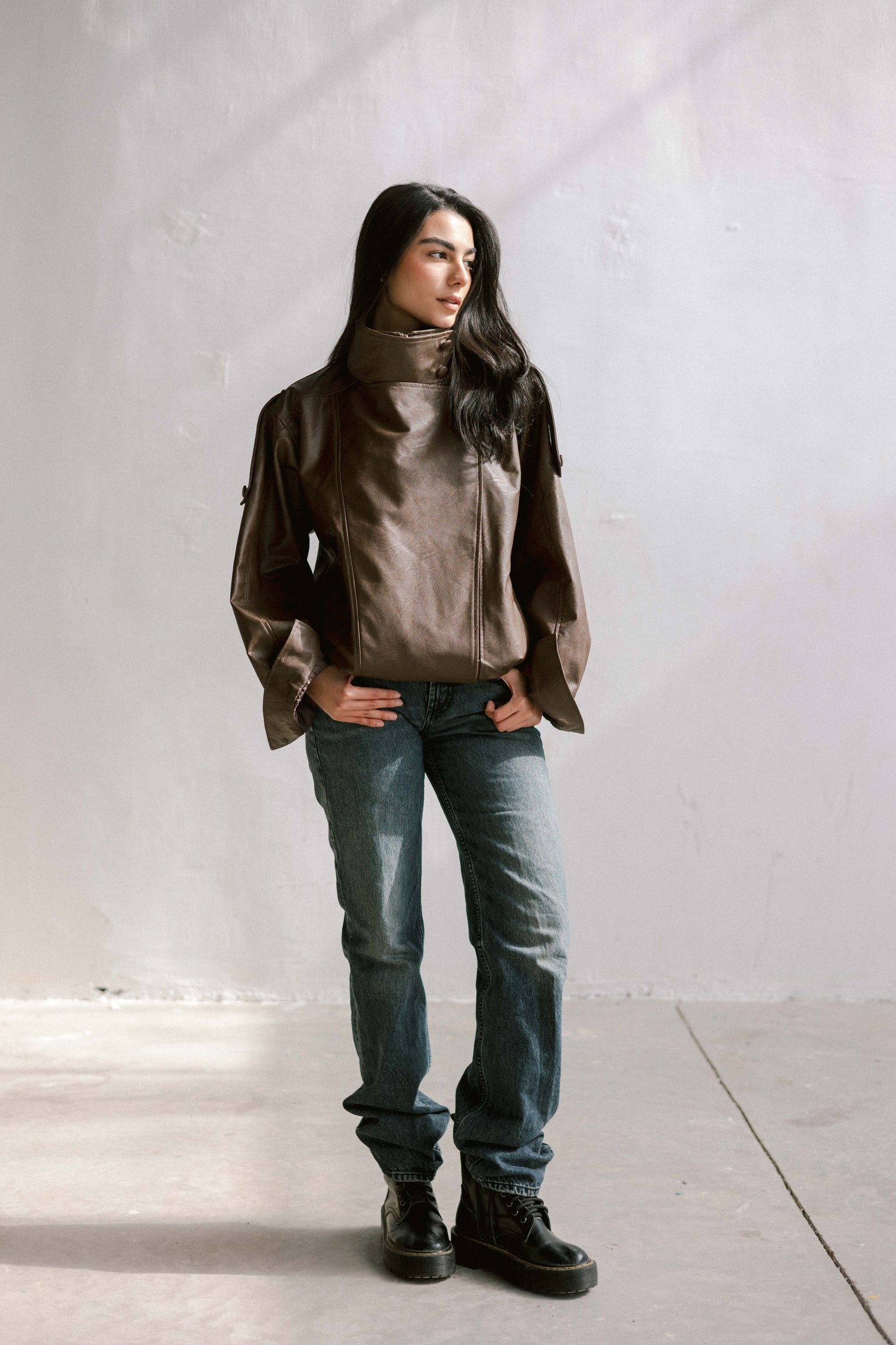 Stellar Leather Jacket in Brown