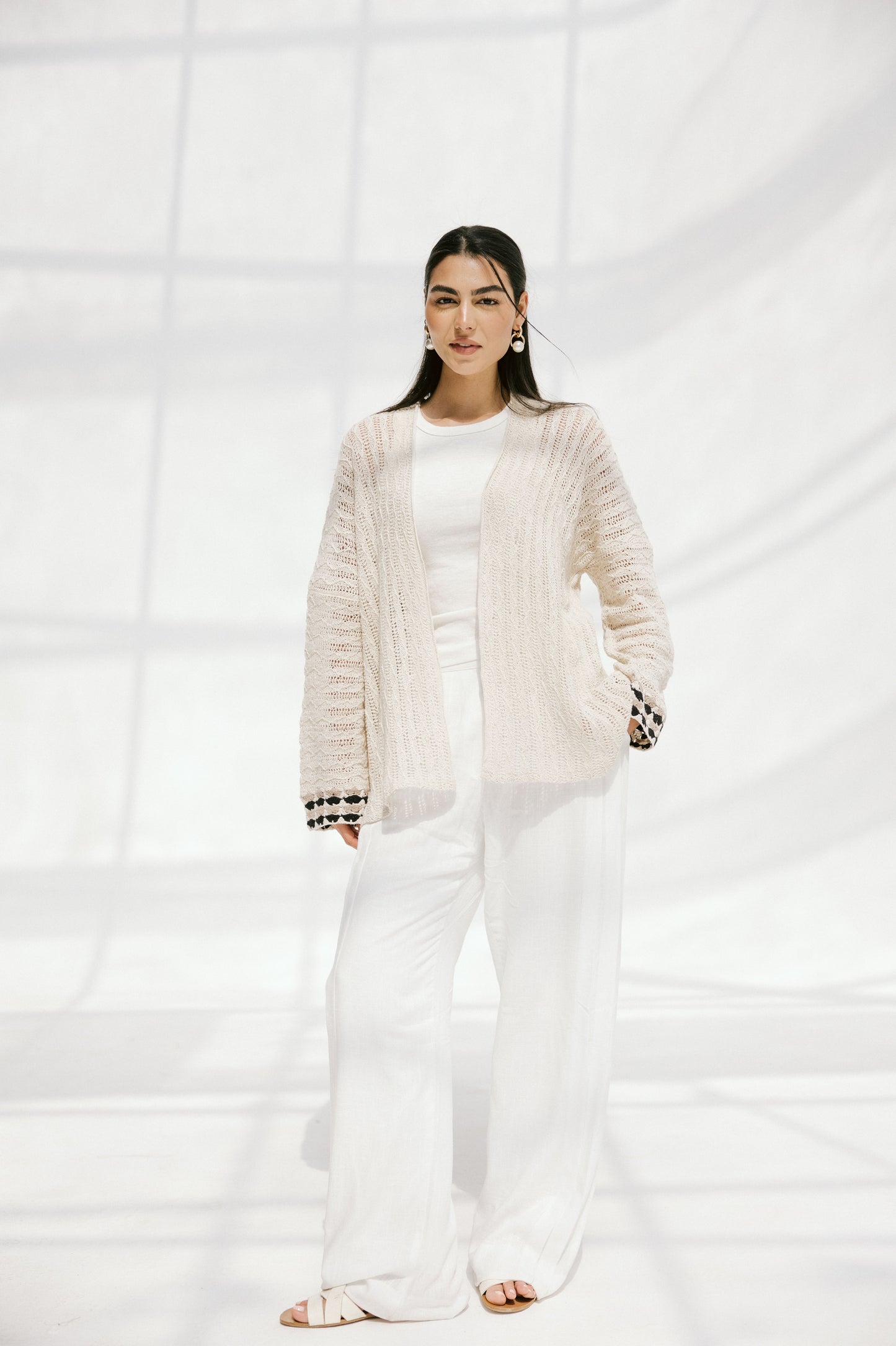 Shoreline knit Cardigan in Beige