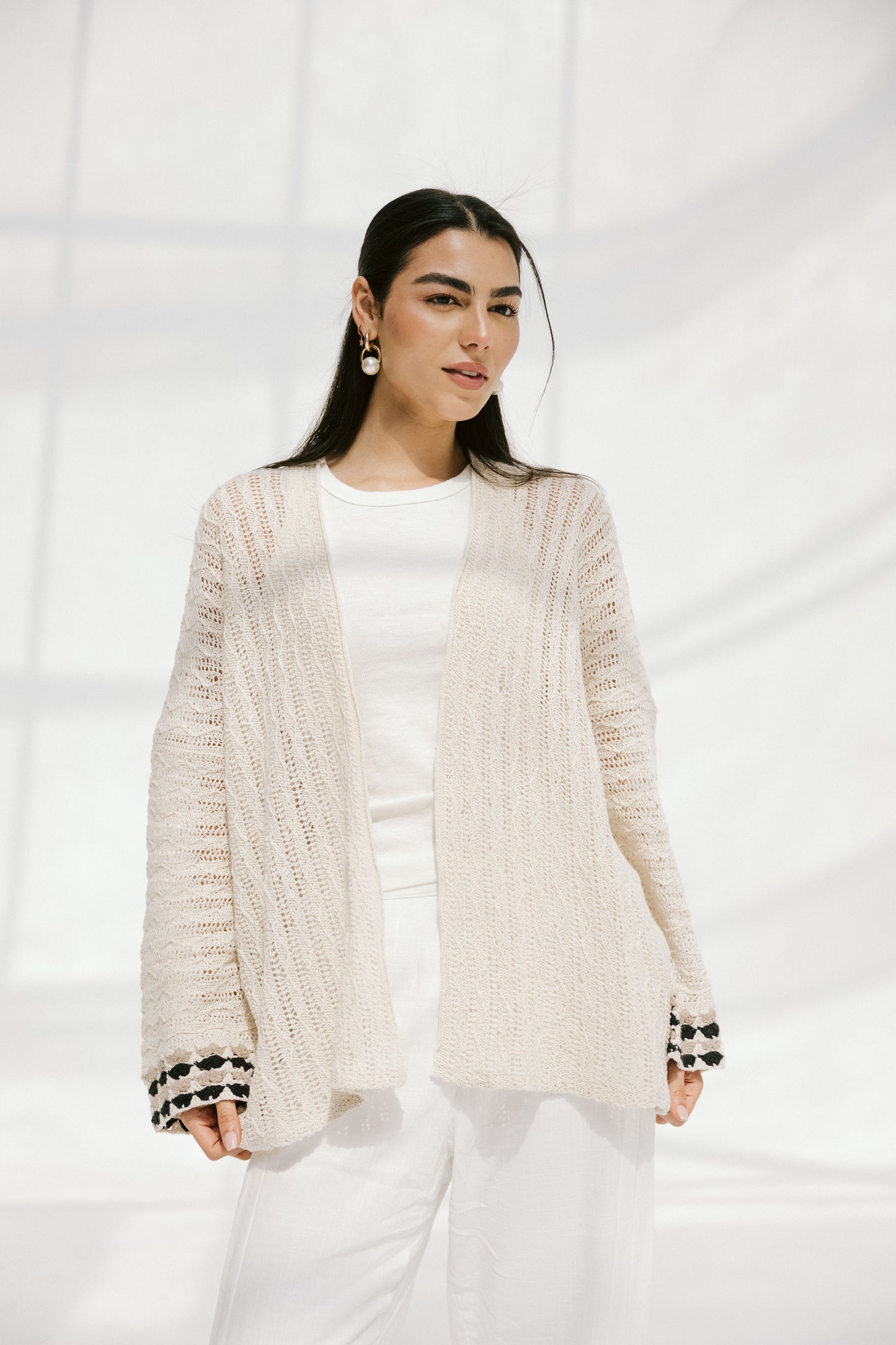 Shoreline knit Cardigan in Beige