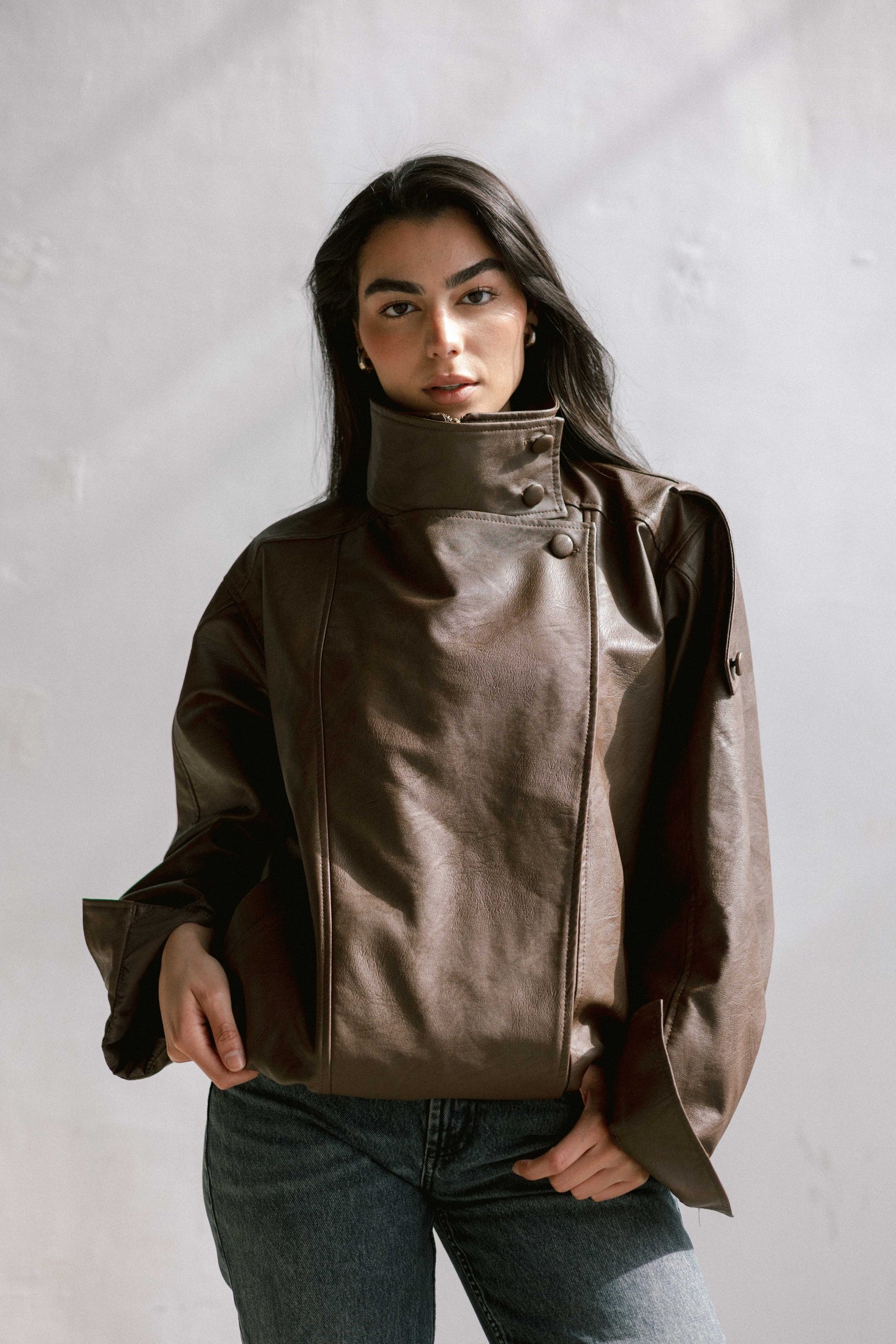 Stellar Leather Jacket in Brown