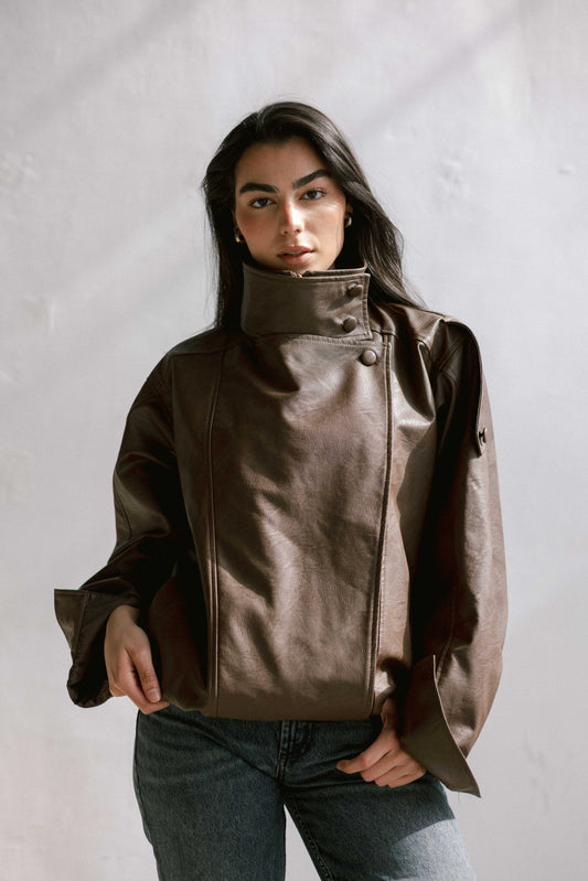 Stellar Leather Jacket in Brown