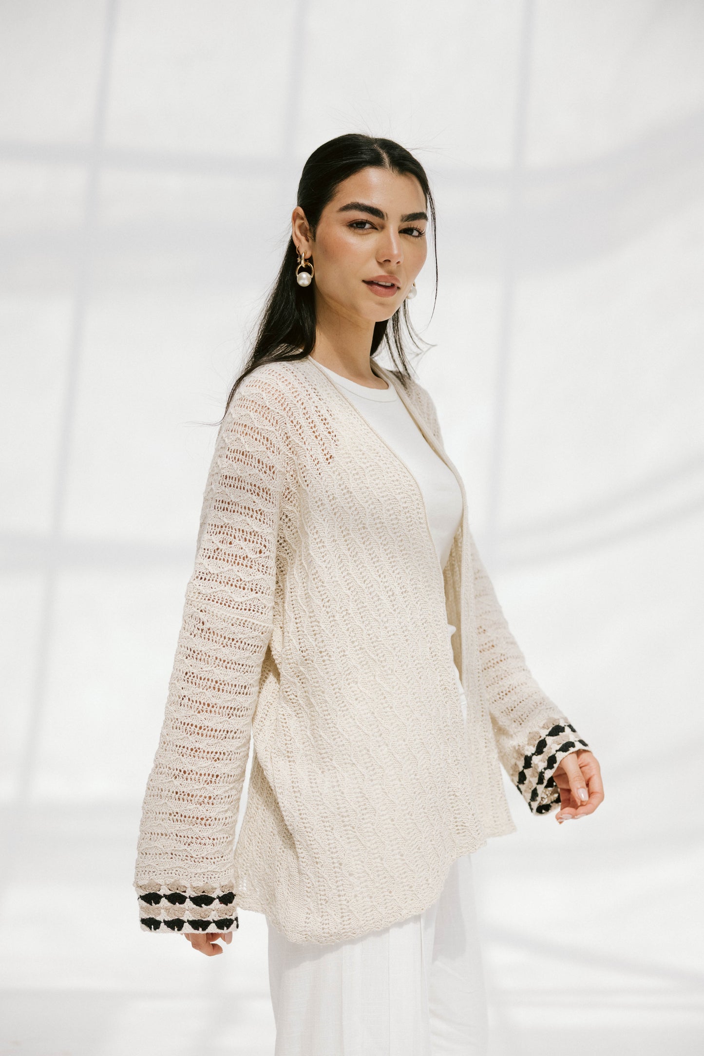 Shoreline knit Cardigan in Beige