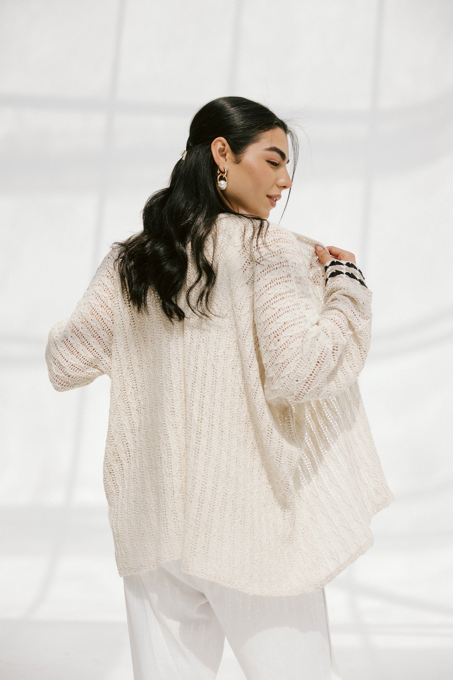 Shoreline knit Cardigan in Beige