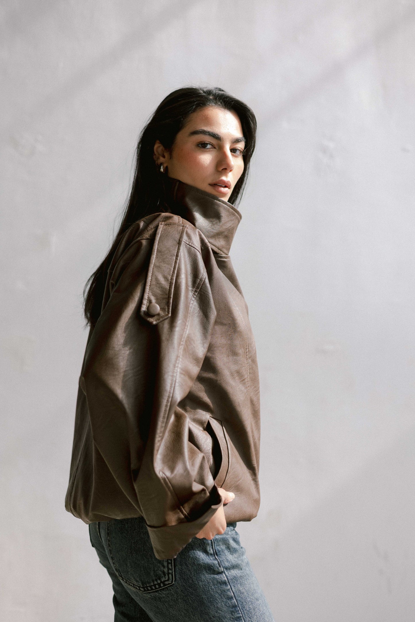 Stellar Leather Jacket in Brown