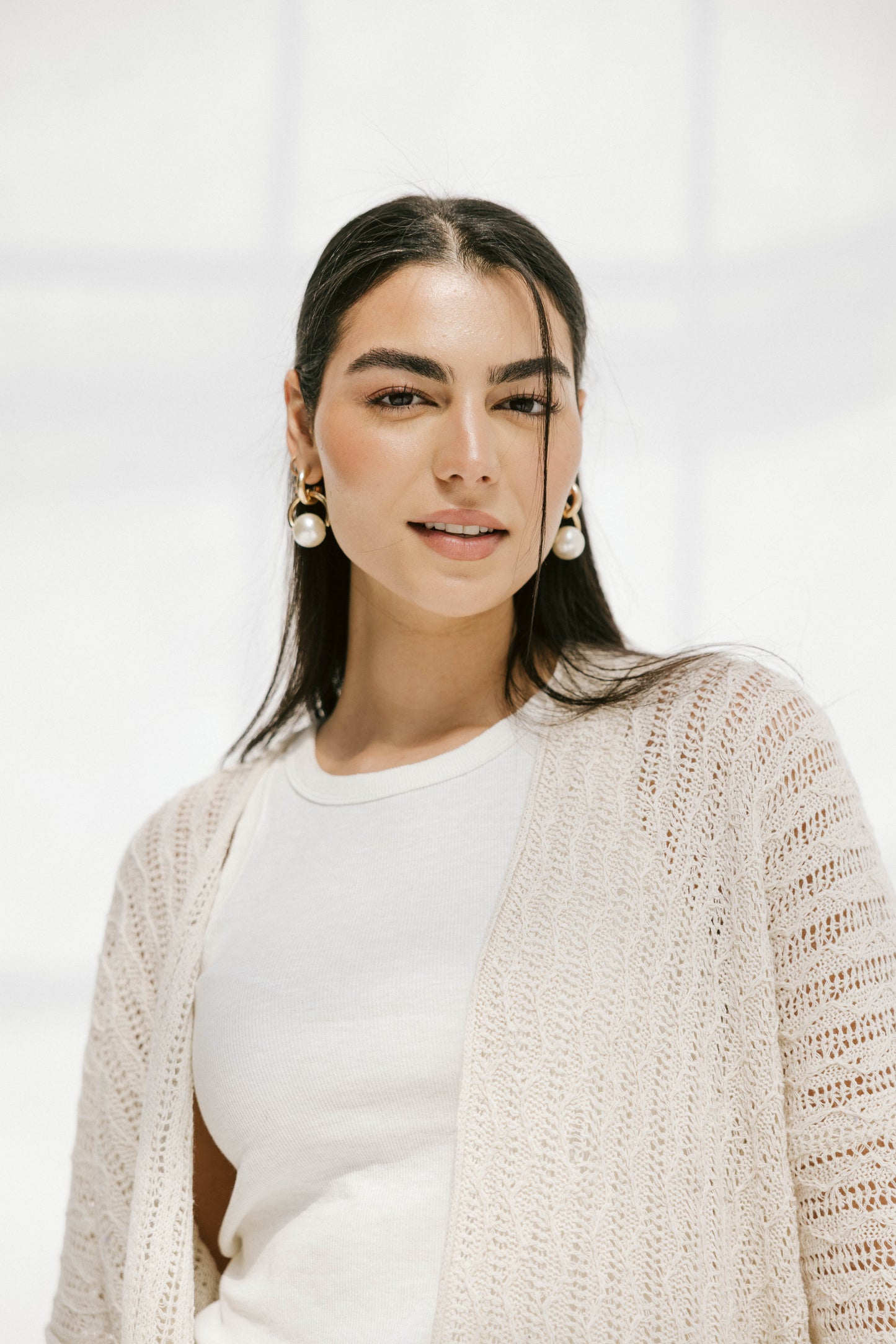 Shoreline knit Cardigan in Beige