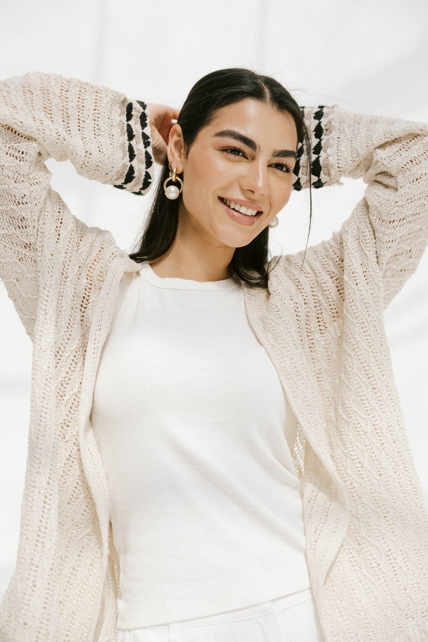 Shoreline knit Cardigan in Beige