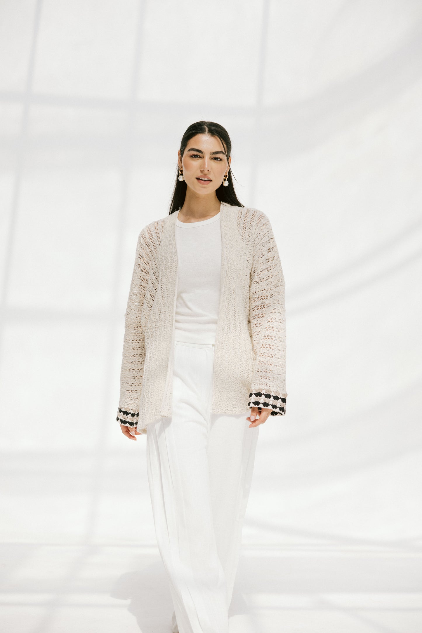 Shoreline knit Cardigan in Beige