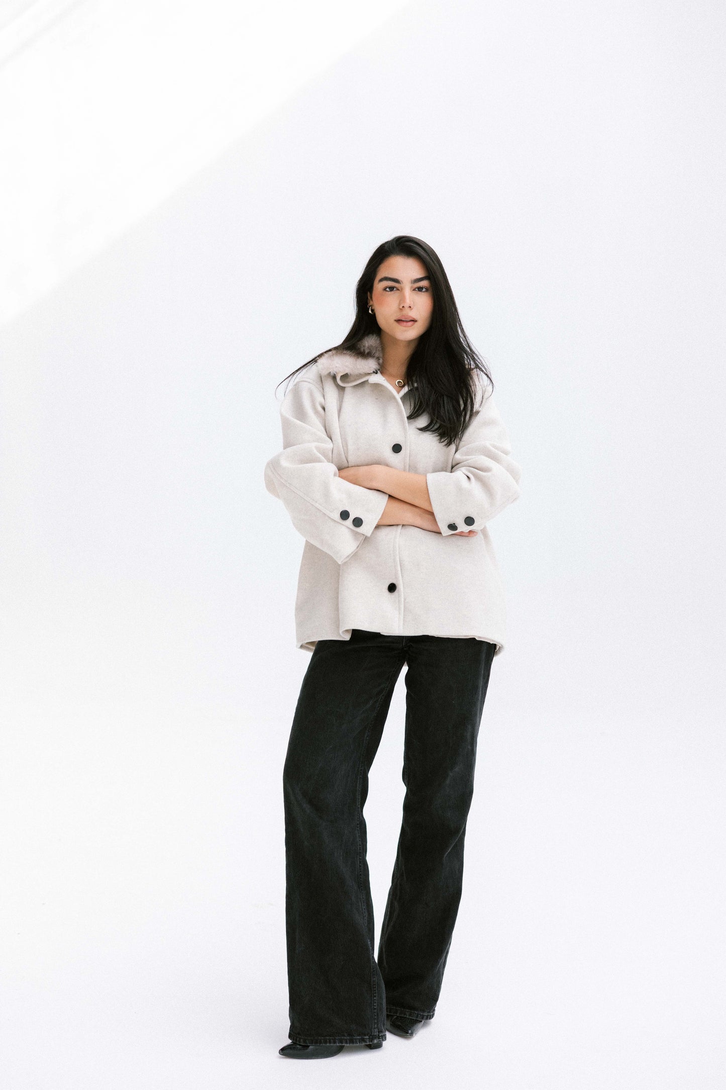 Aurora Fur Jacket in Cream