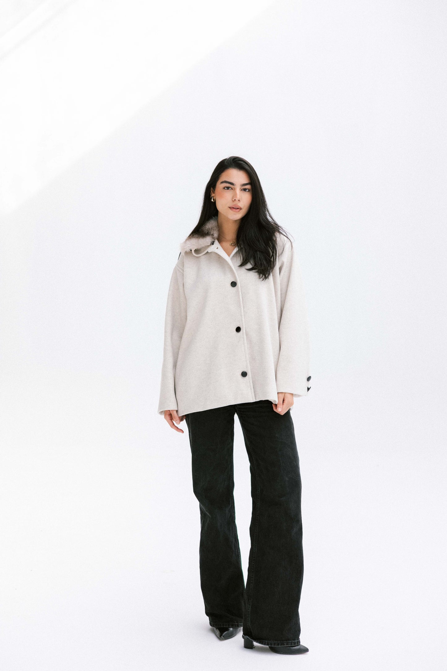 Aurora Fur Jacket in Cream