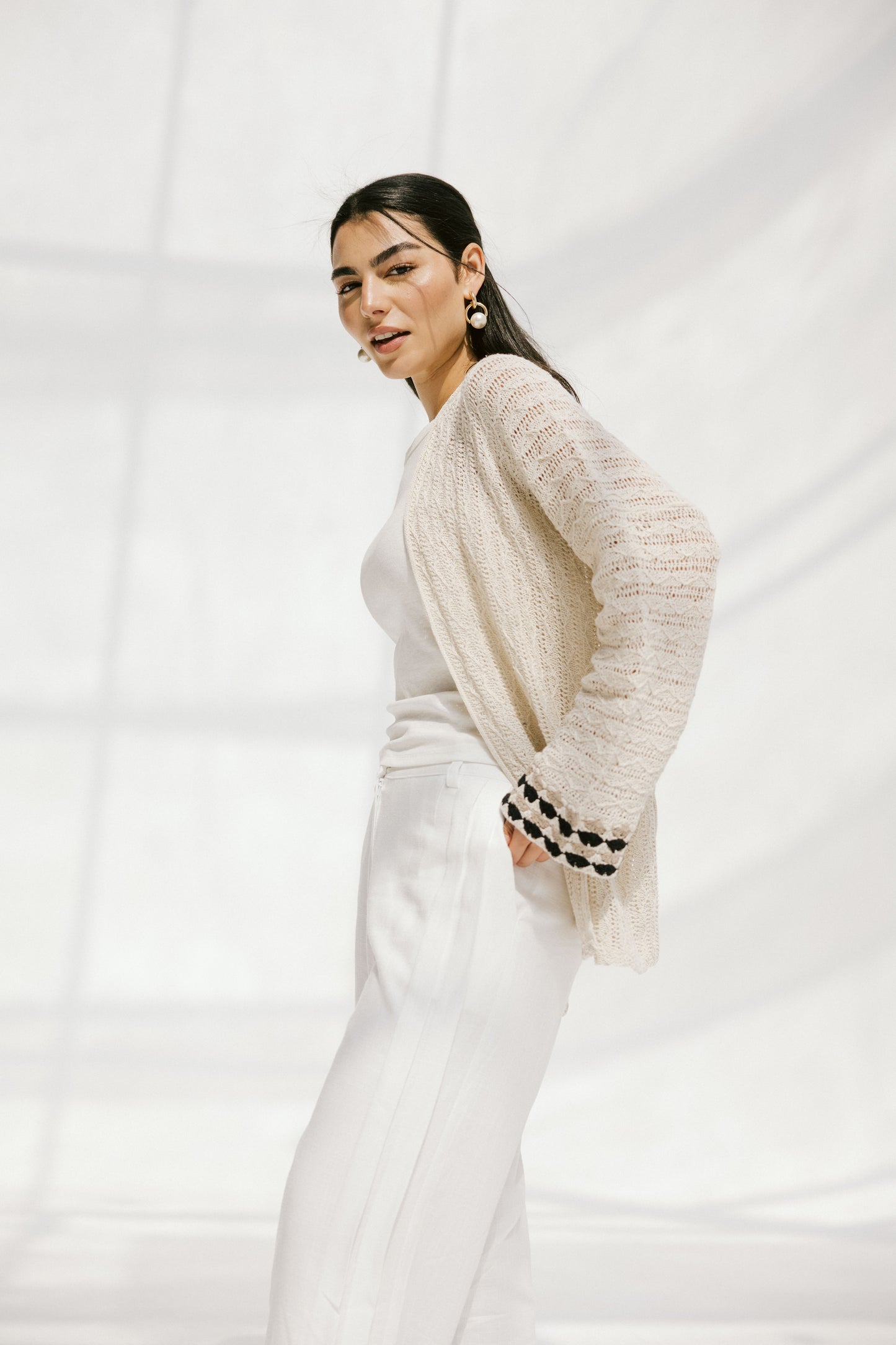 Shoreline knit Cardigan in Beige
