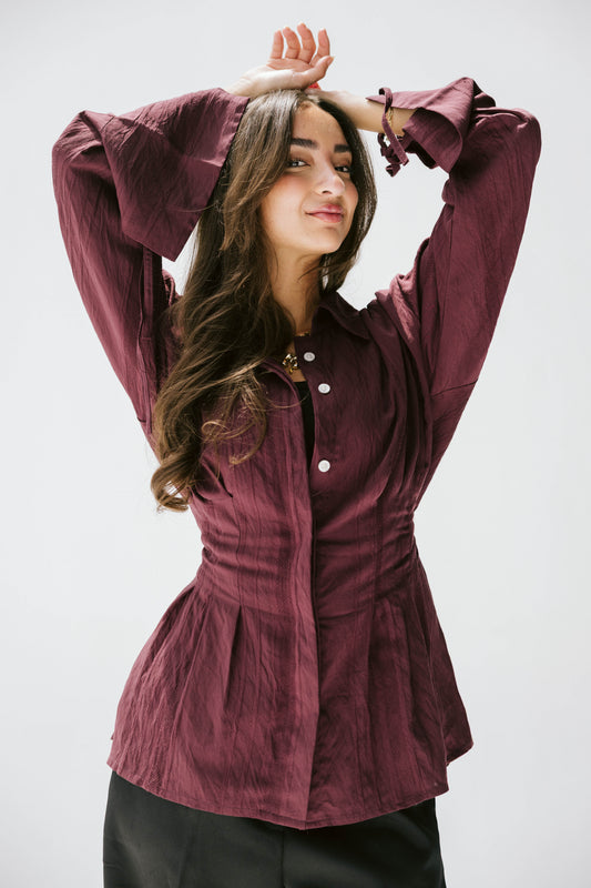 The Hourglass blouse in Maroon