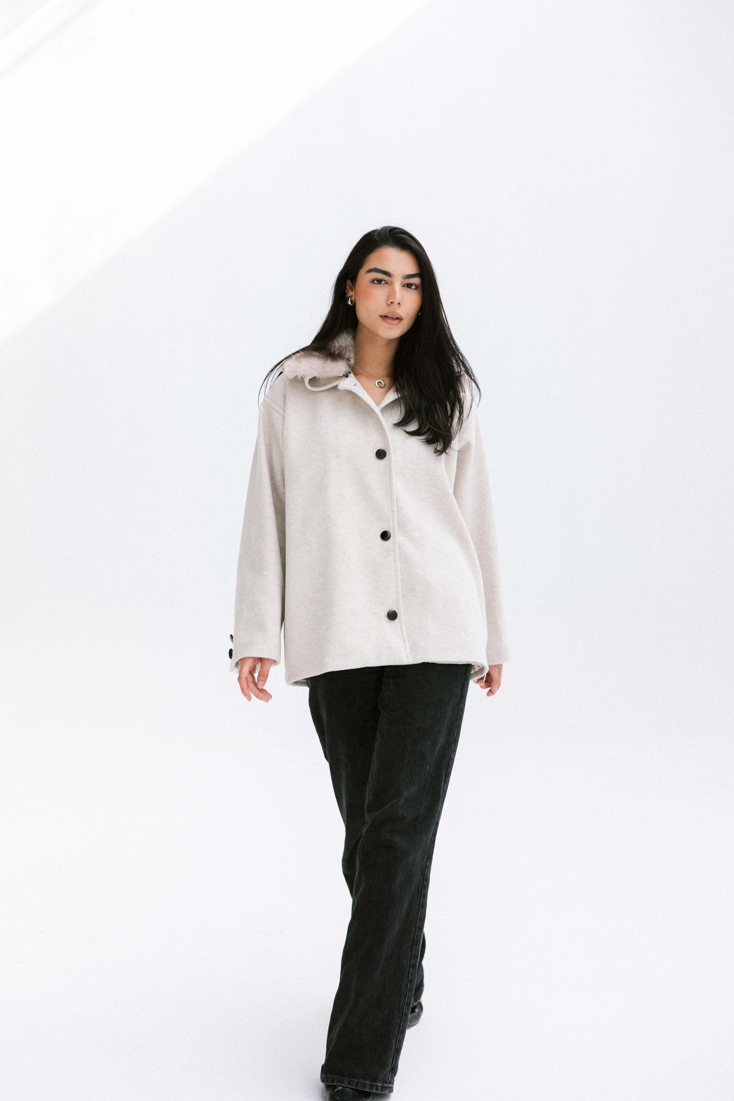 Aurora Fur Jacket in Cream