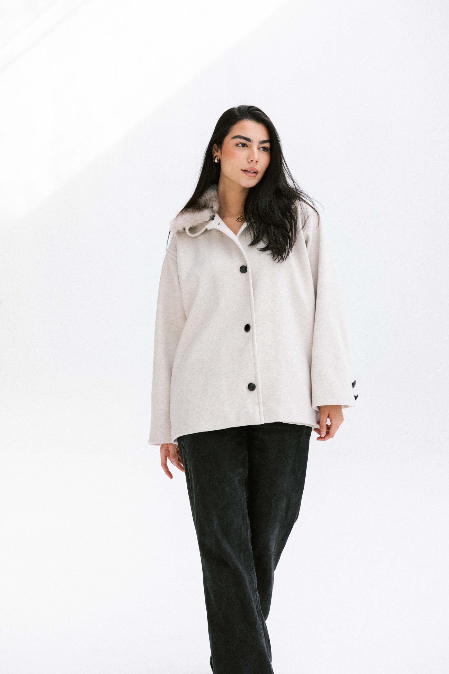 Aurora Fur Jacket in Cream