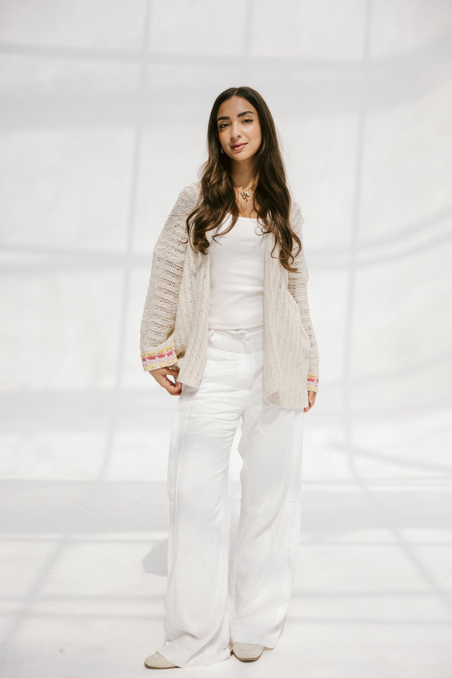Shoreline knit Cardigan in Pink