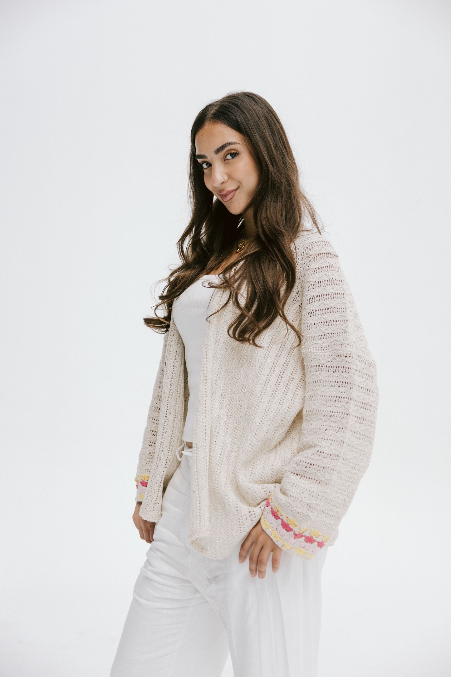 Shoreline knit Cardigan in Pink