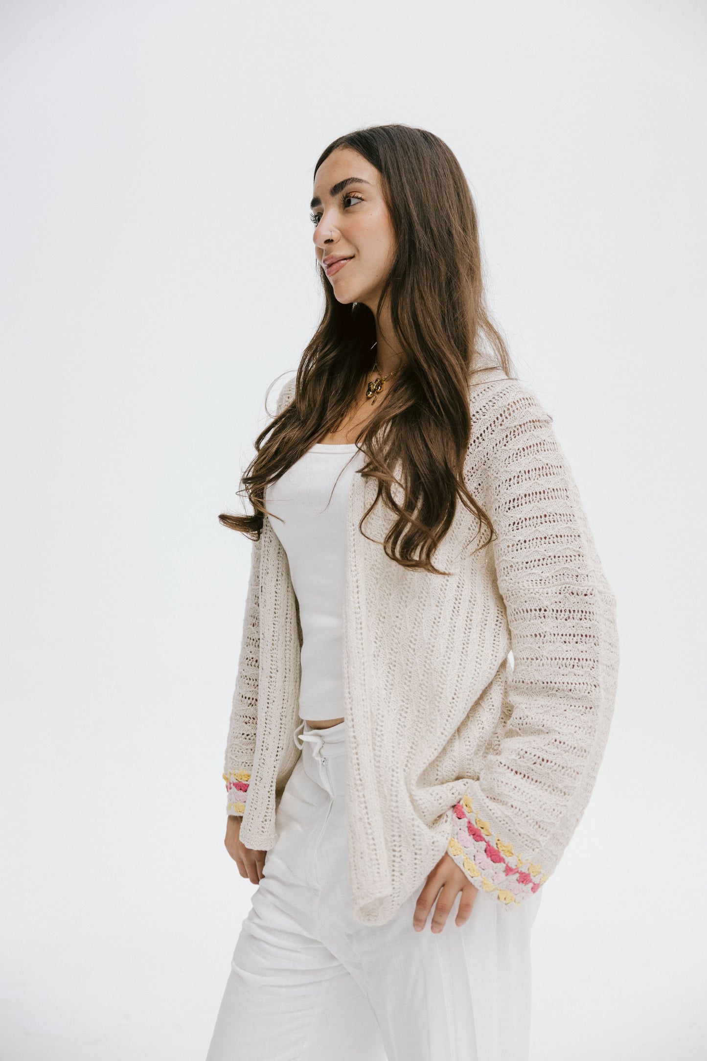 Shoreline knit Cardigan in Pink