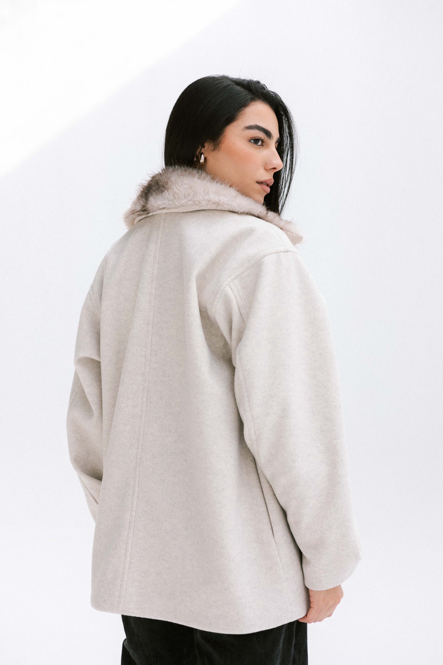 Aurora Fur Jacket in Cream
