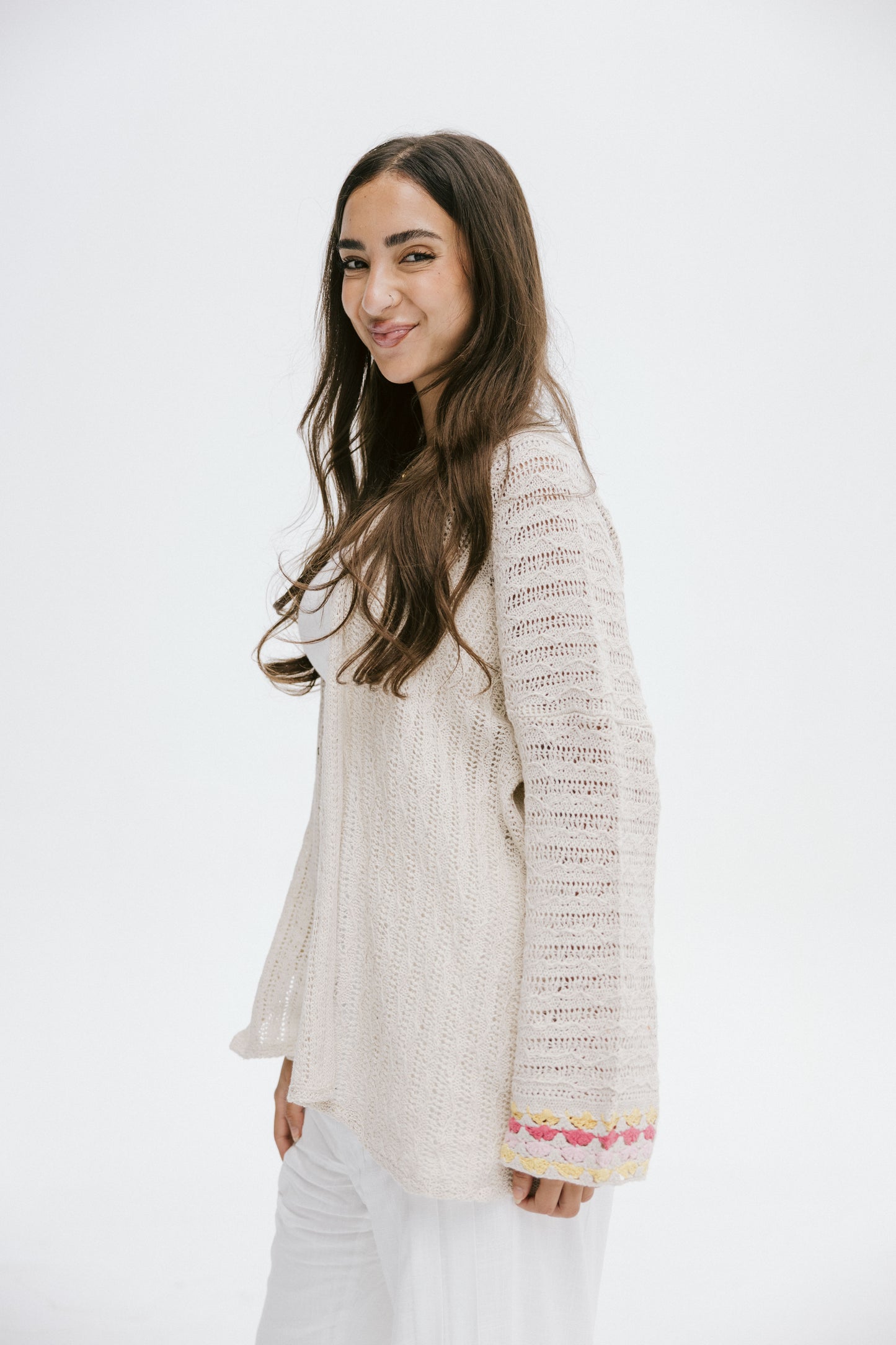 Shoreline knit Cardigan in Pink