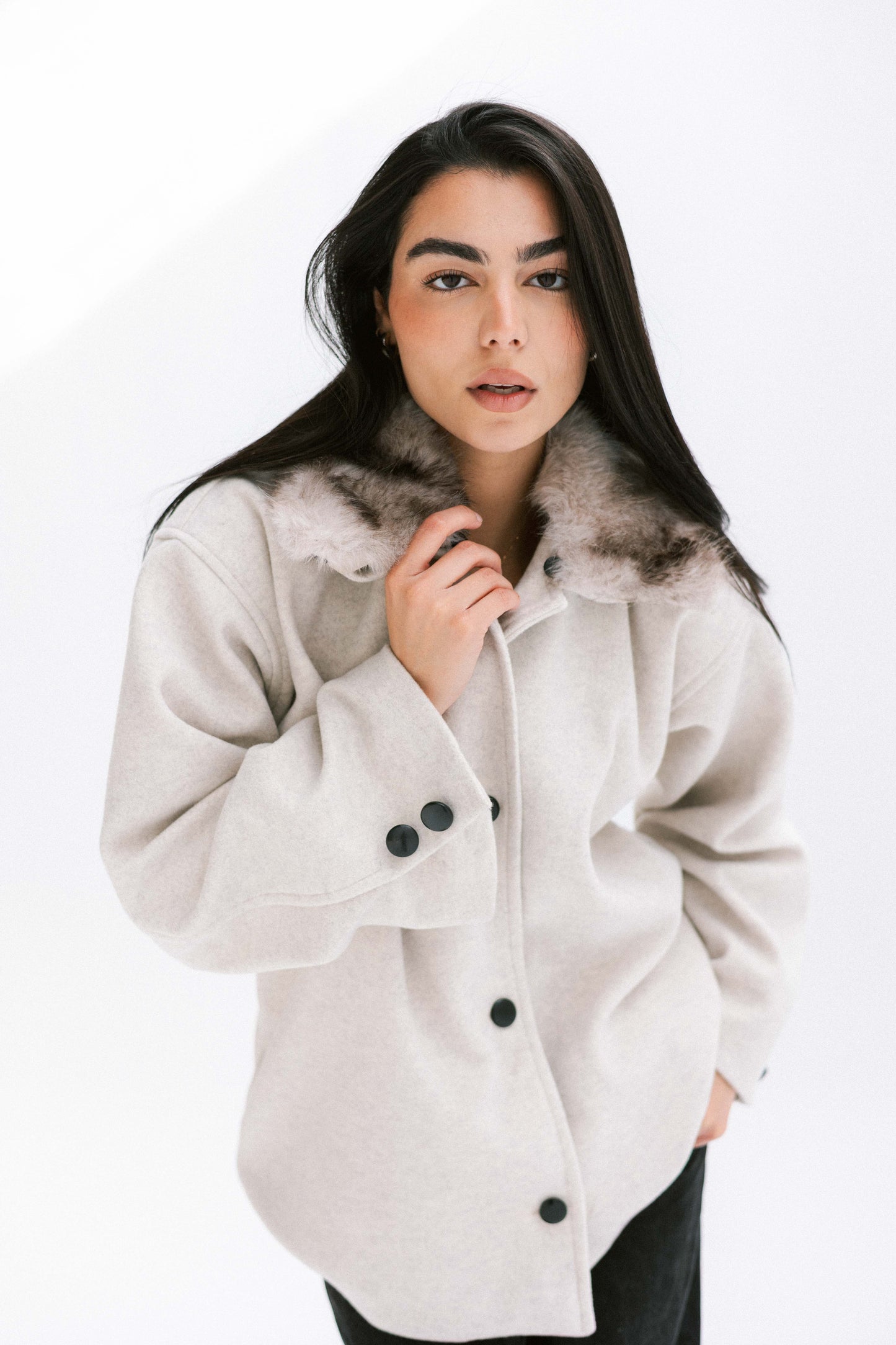 Aurora Fur Jacket in Cream