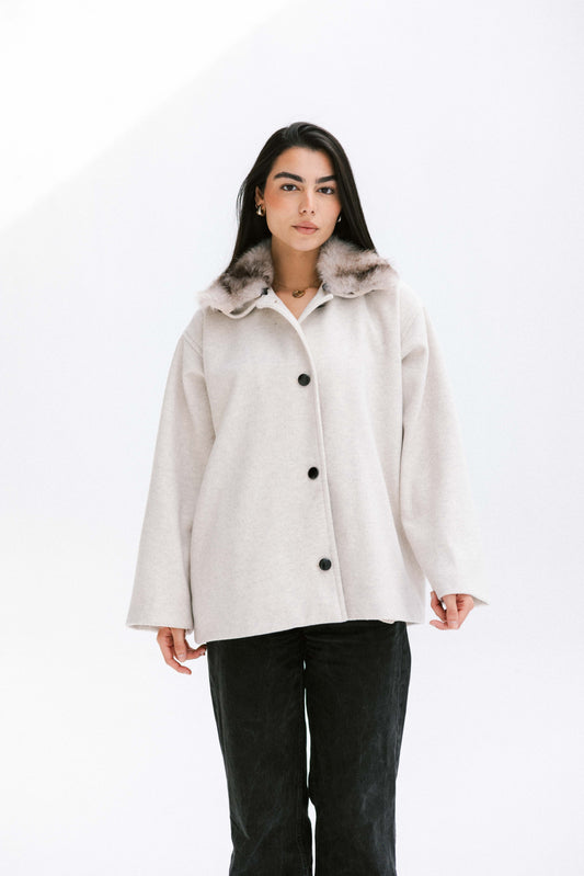 Aurora Fur Jacket in Cream