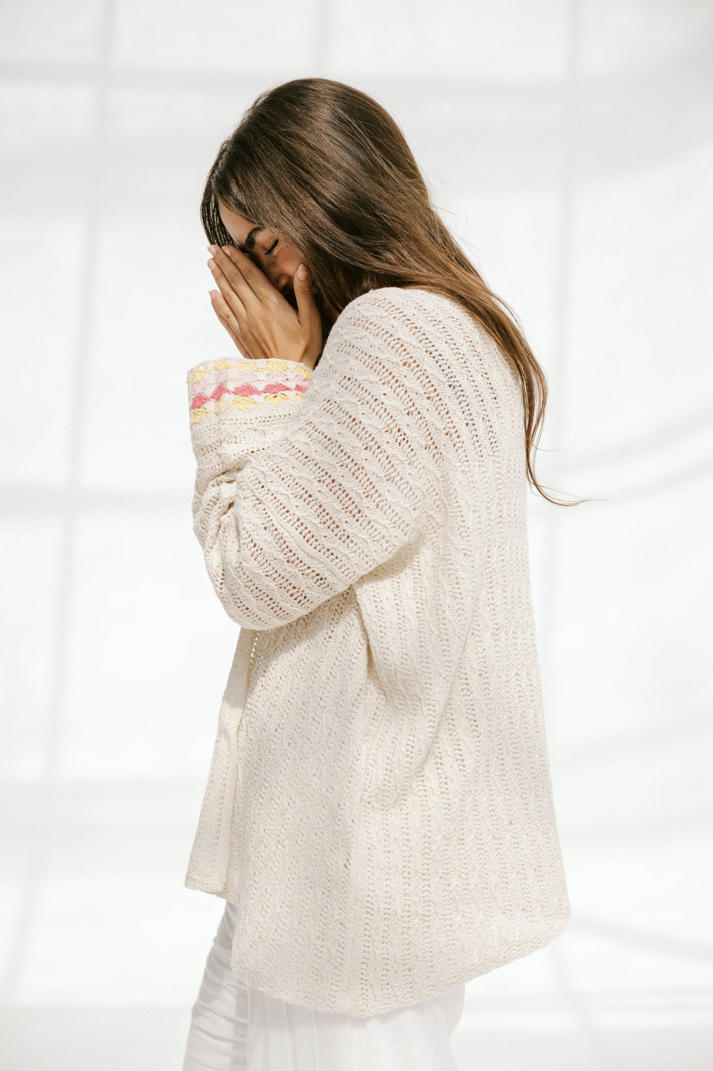 Shoreline knit Cardigan in Pink