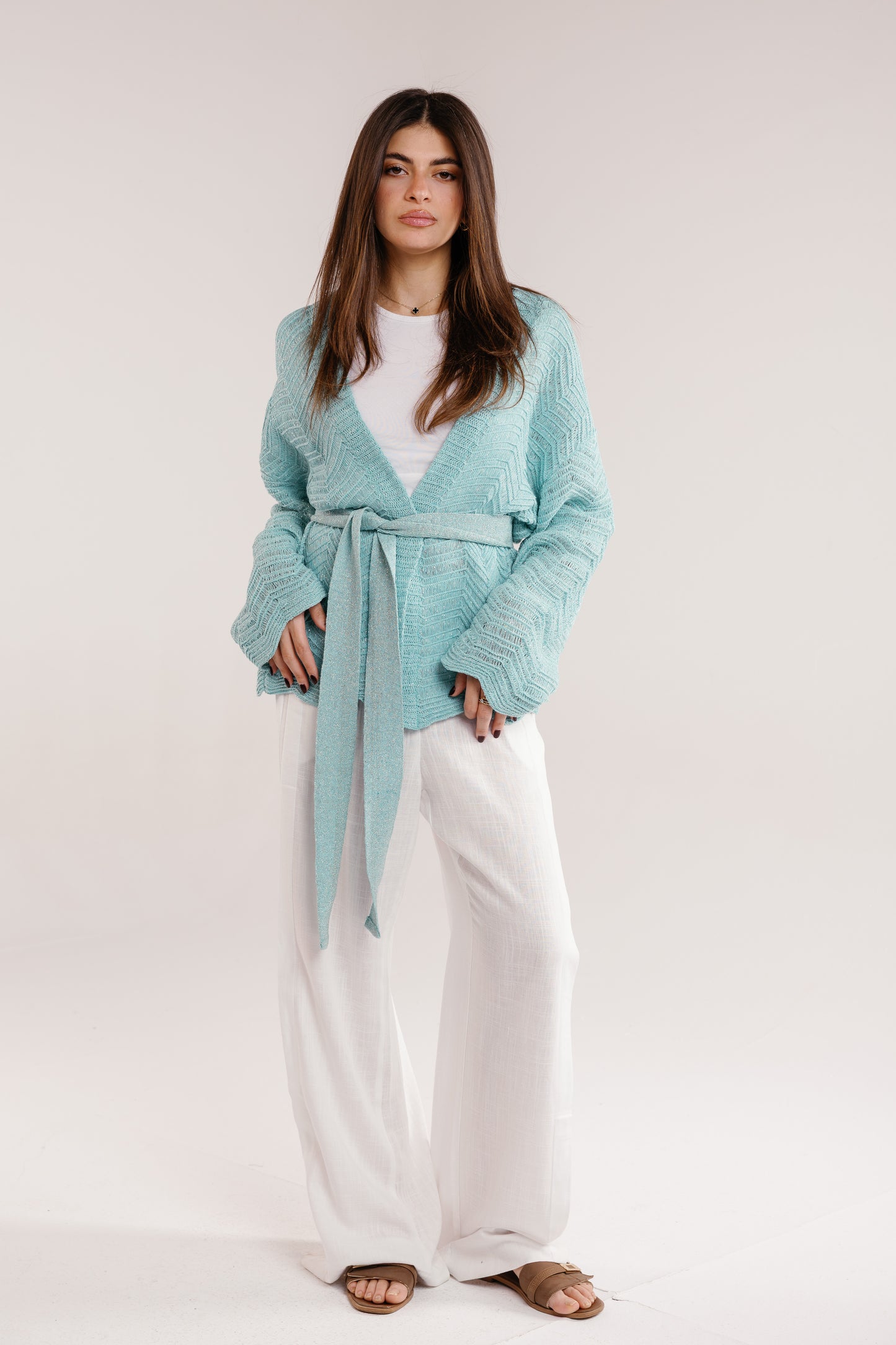 Rosalie Knit in Shimmer Aqua