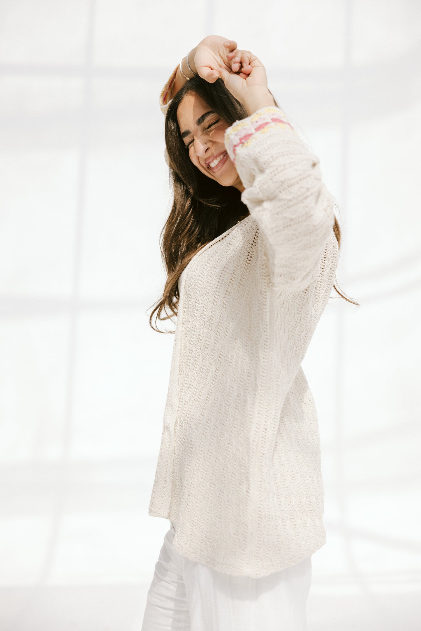 Shoreline knit Cardigan in Pink