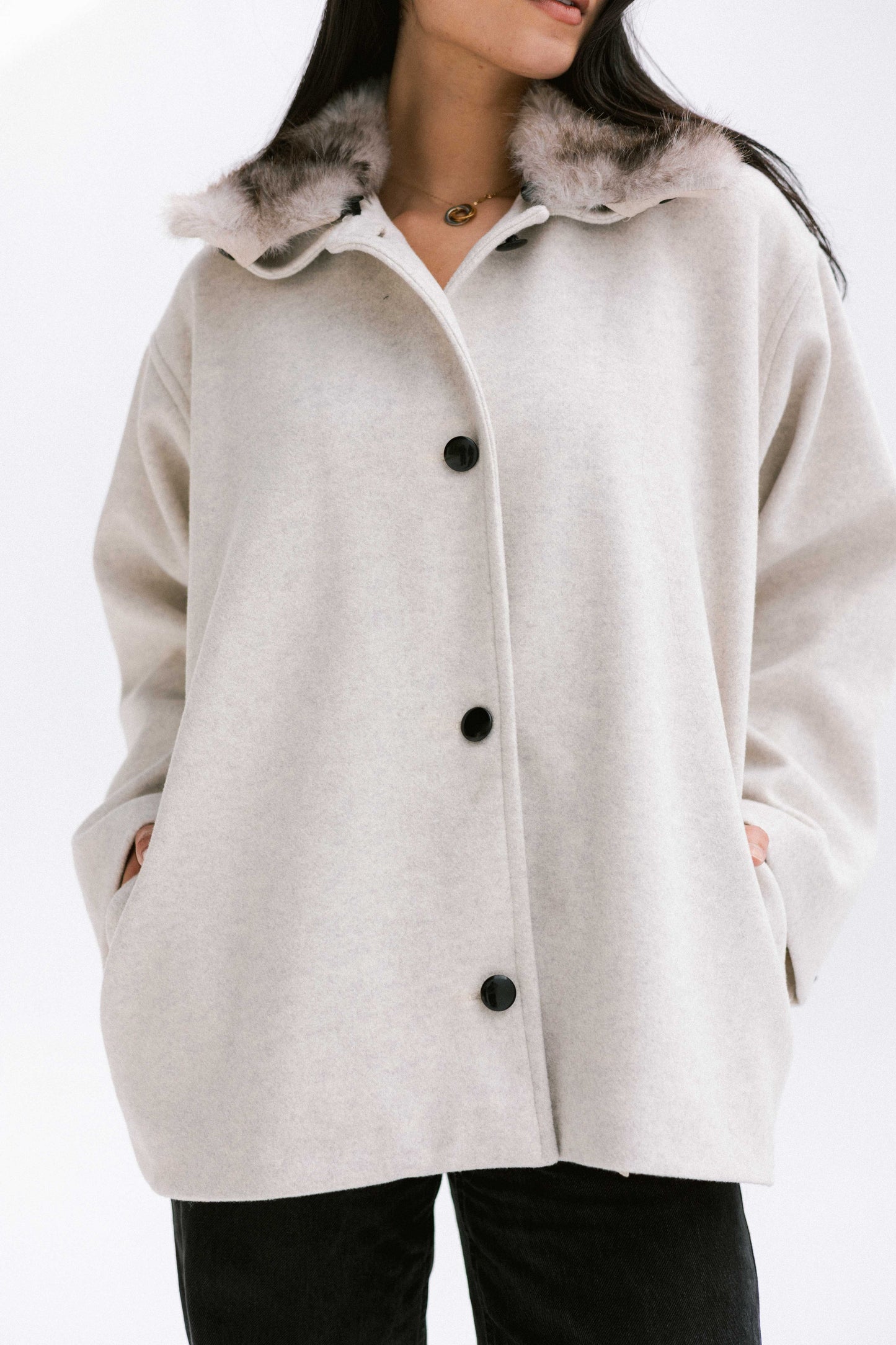 Aurora Fur Jacket in Cream