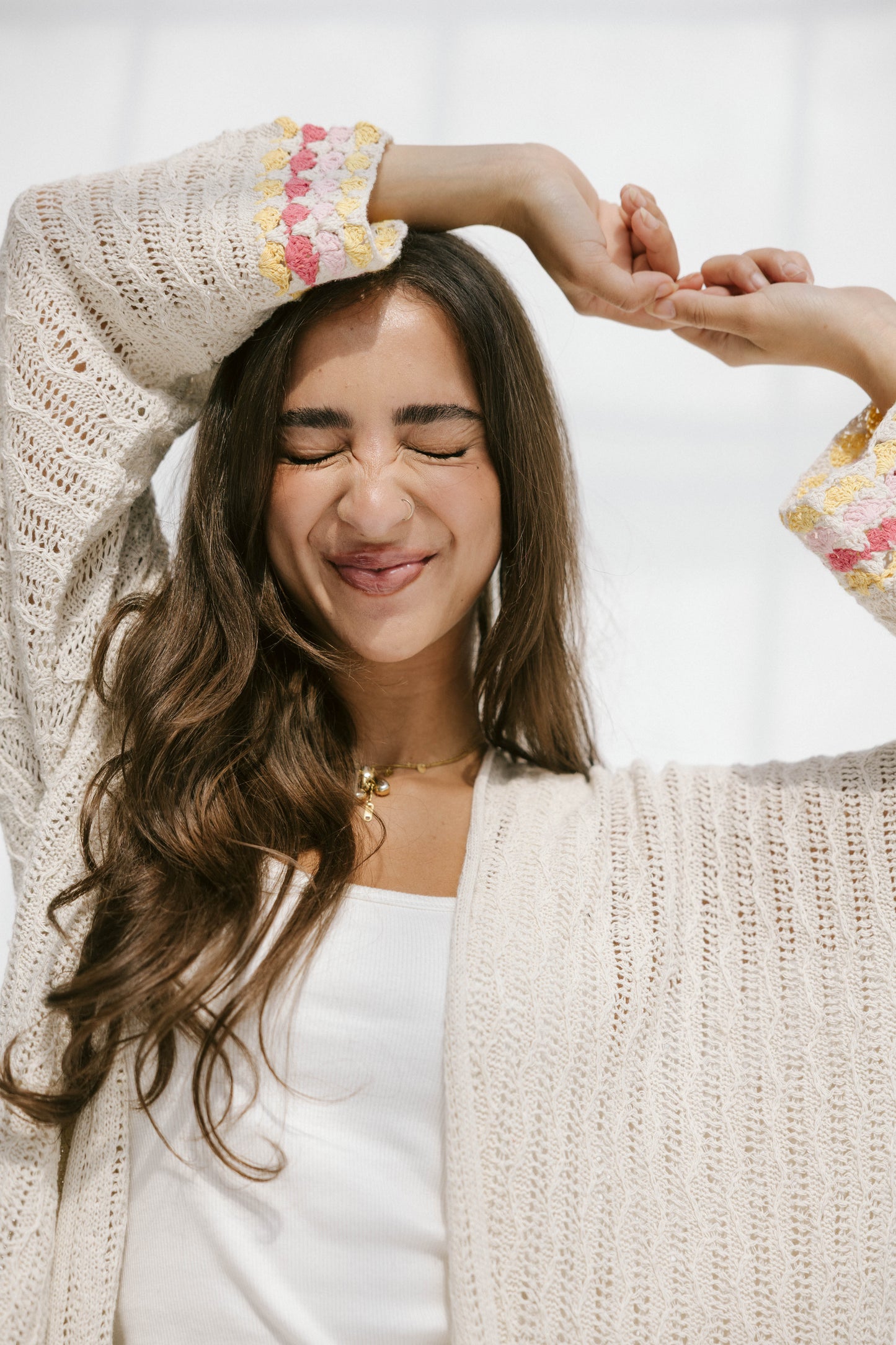Shoreline knit Cardigan in Pink