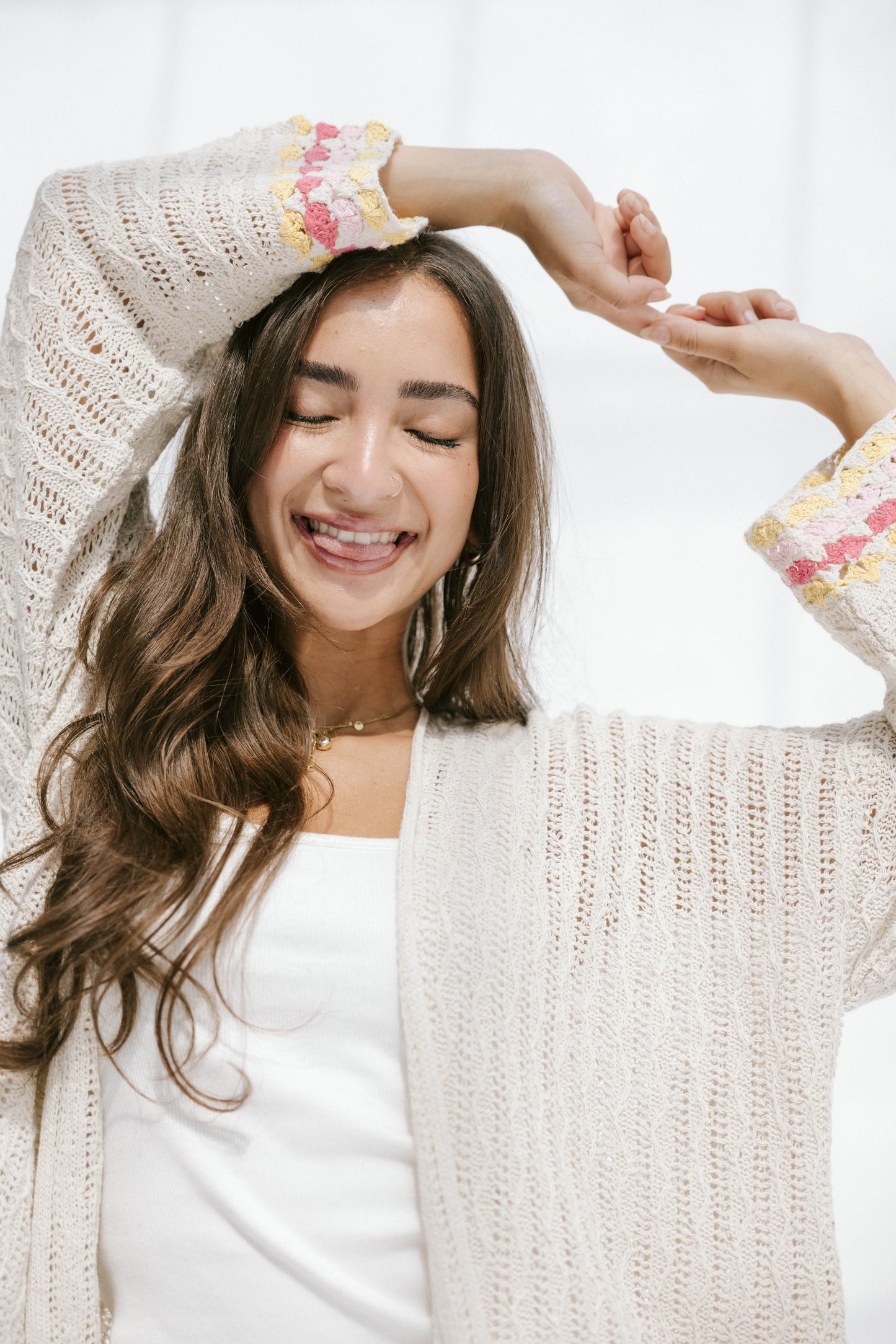 Shoreline knit Cardigan in Pink