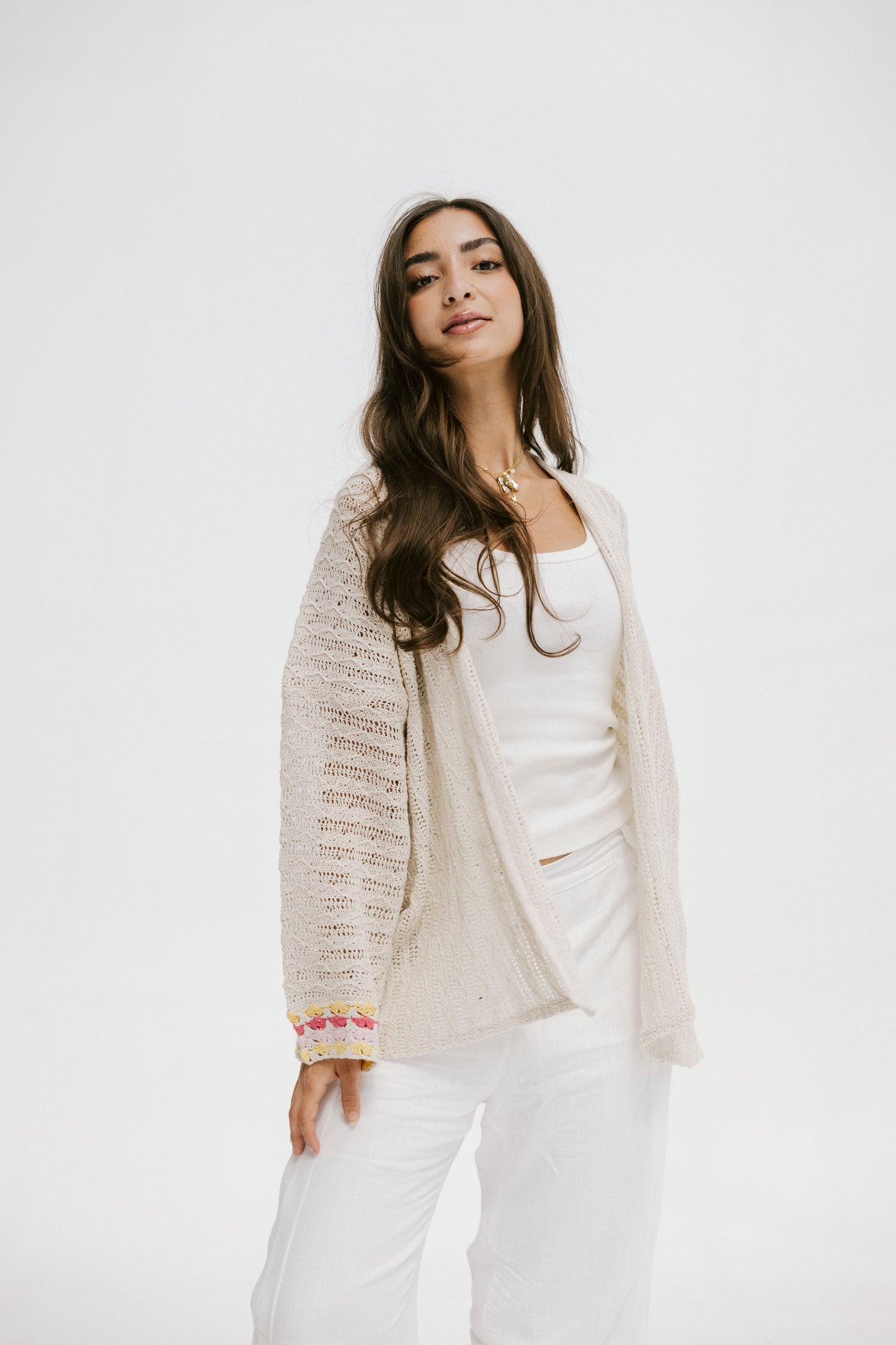 Shoreline knit Cardigan in Pink