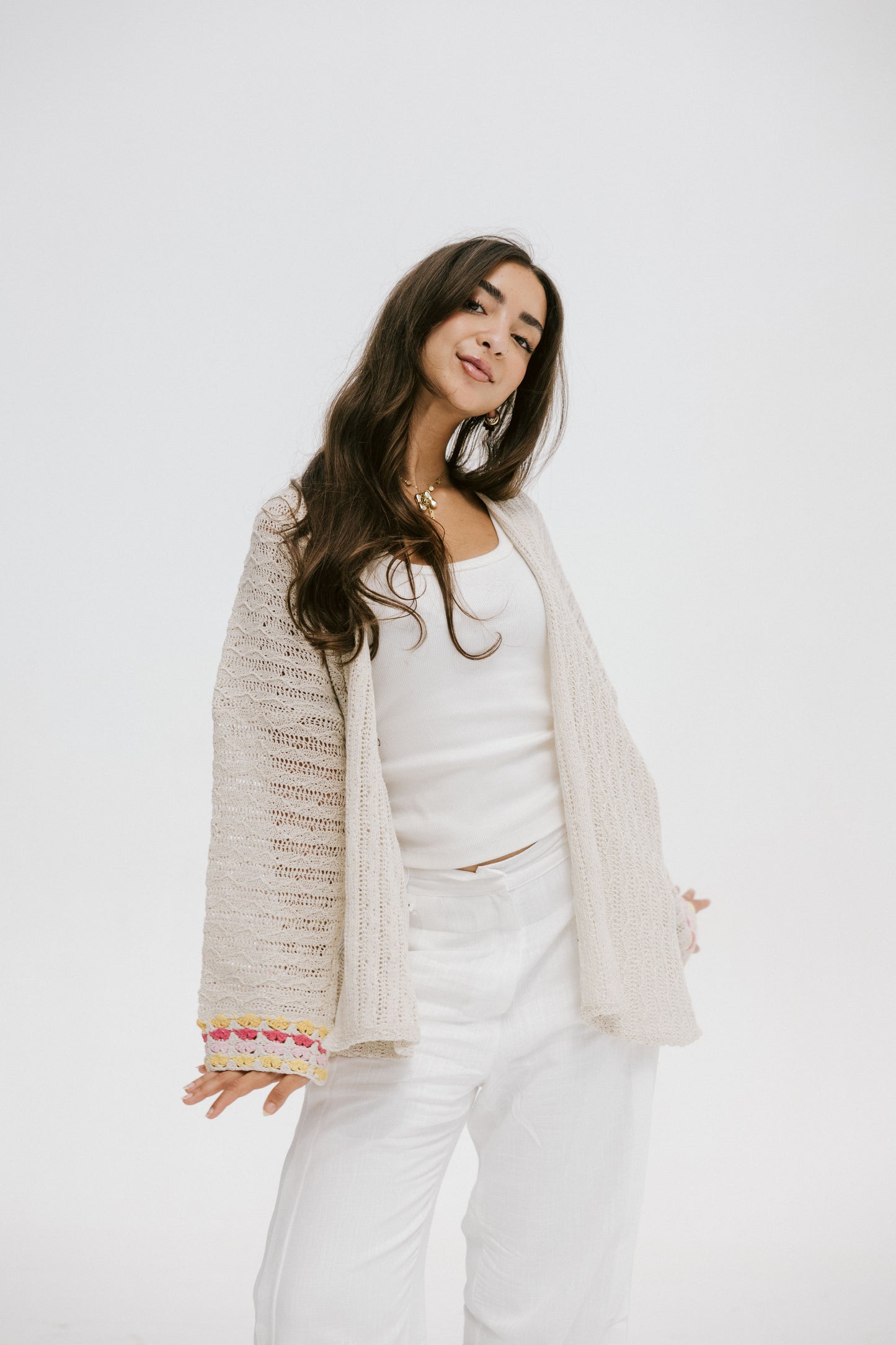 Shoreline knit Cardigan in Pink
