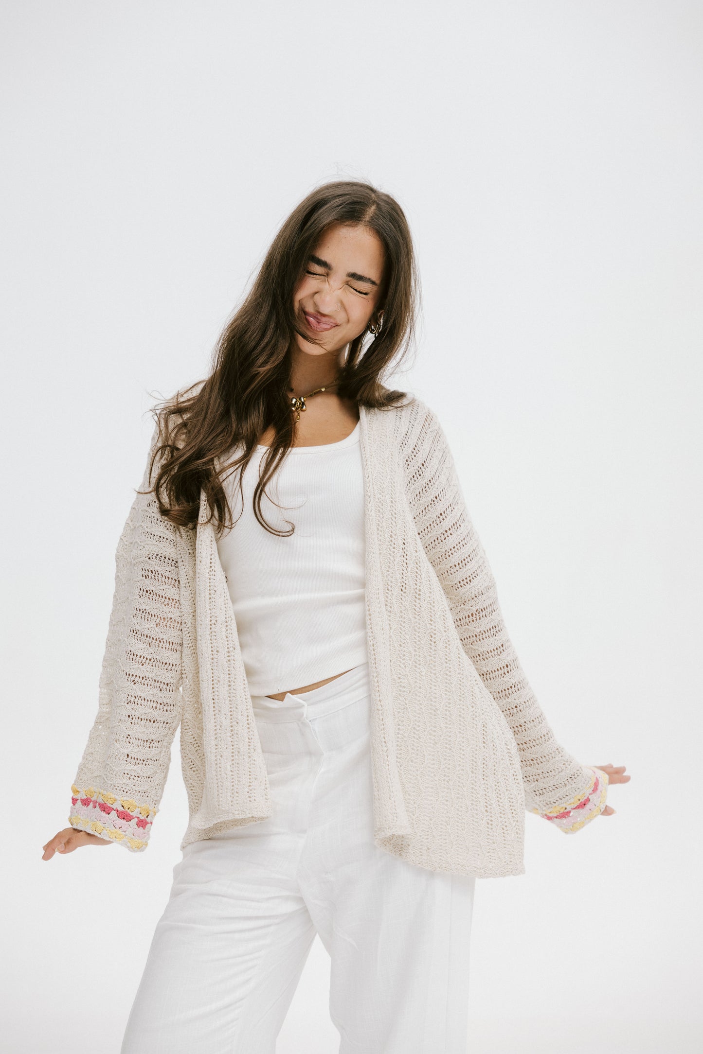 Shoreline knit Cardigan in Pink