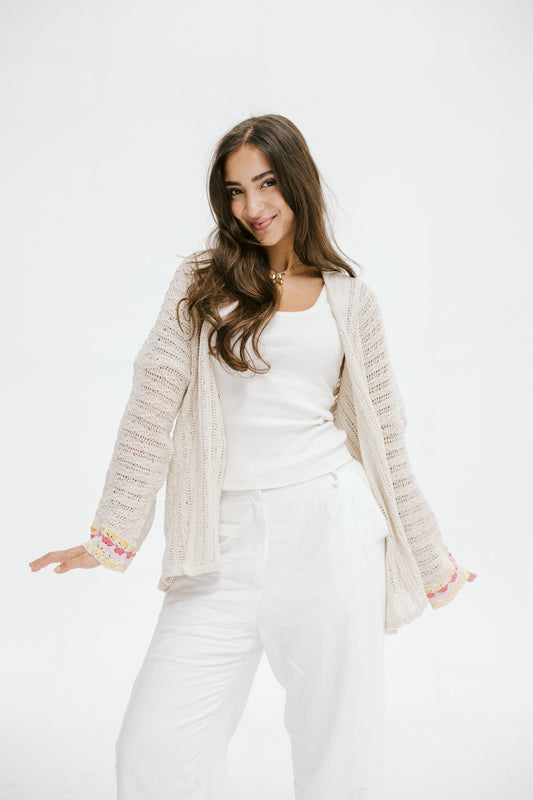 Shoreline knit Cardigan in Pink