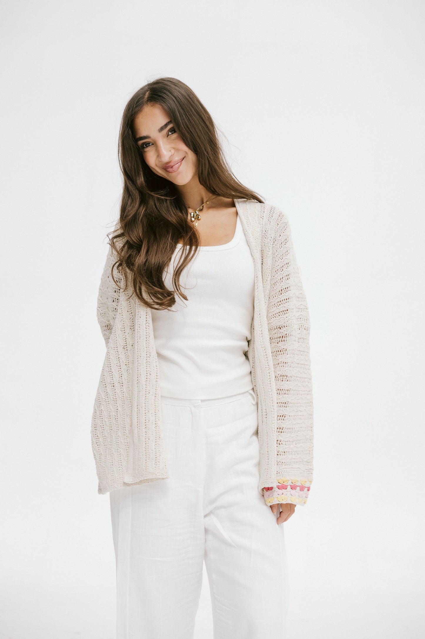 Shoreline knit Cardigan in Pink