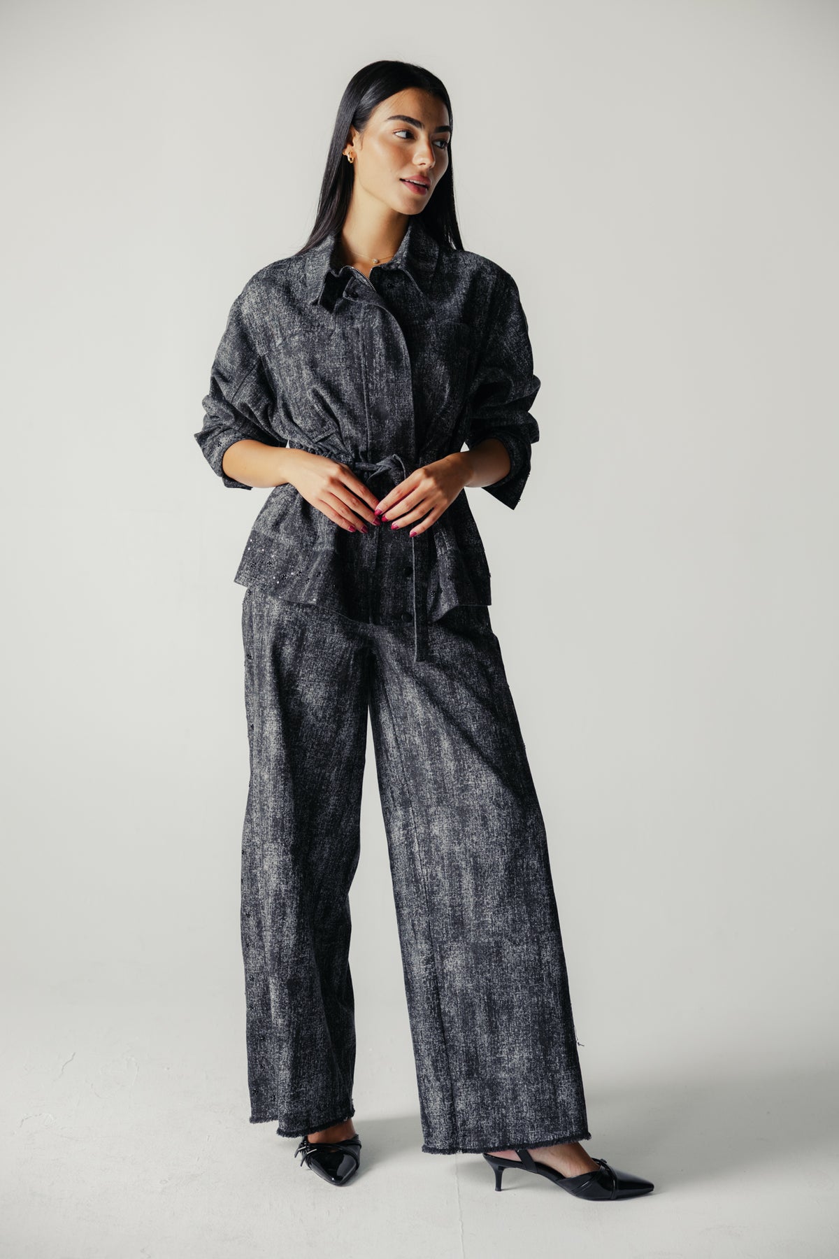 Washed Black Denim Set